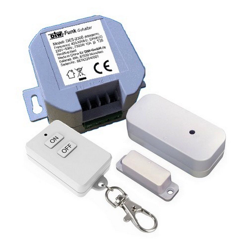 DIW-Funk Funk-Empfangsmodul DIW-Funk Einbau Abluftsteuerung PA-521 mit extra Key-Sender DKS-10, 1xEmpfangsmodul, 1 x Fensterkontakt, 1x Key-Sender, Funklösung, manuell aus- und einschaltbar