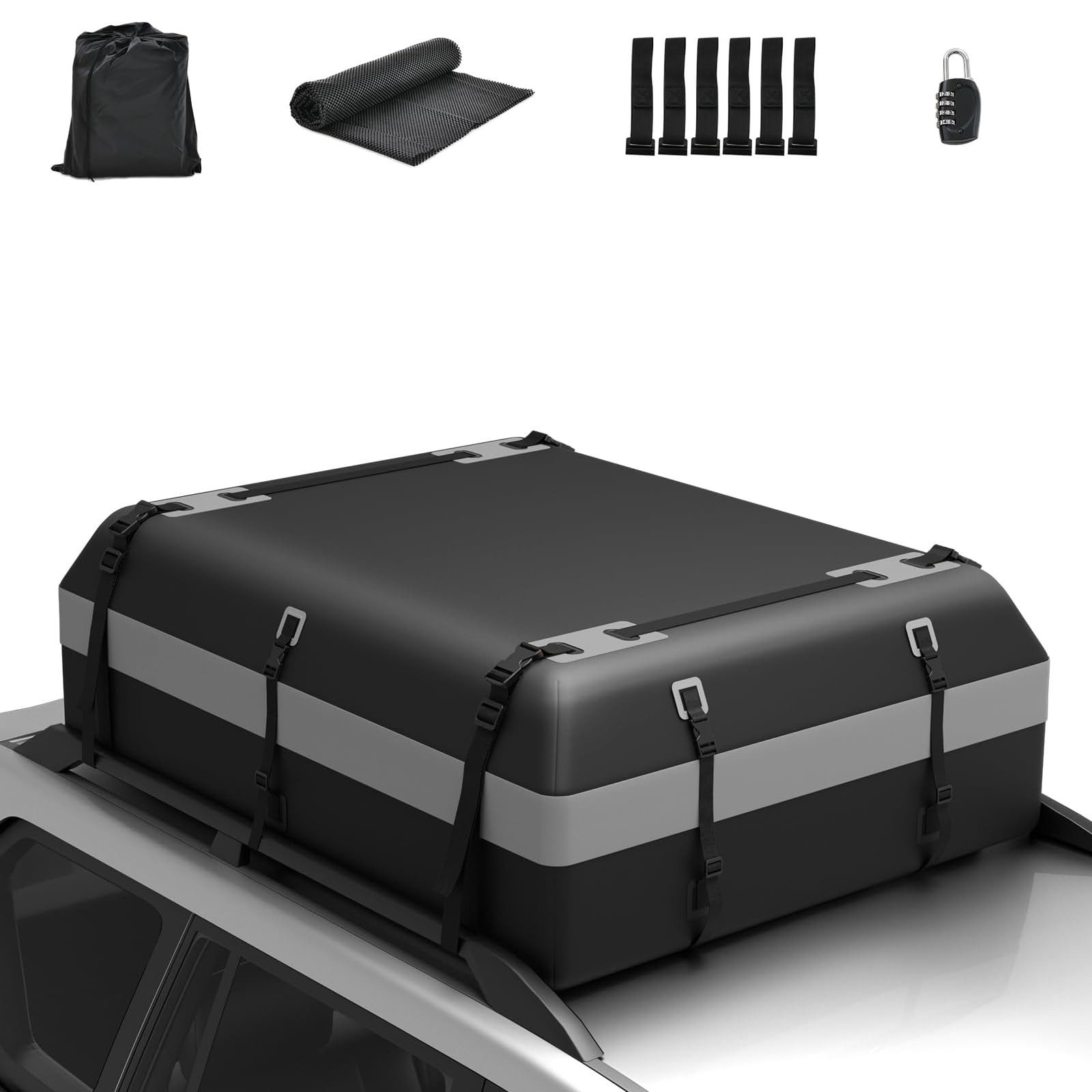 COSTWAY Dachbox Universelle, 600L faltbare Gepäckbox
