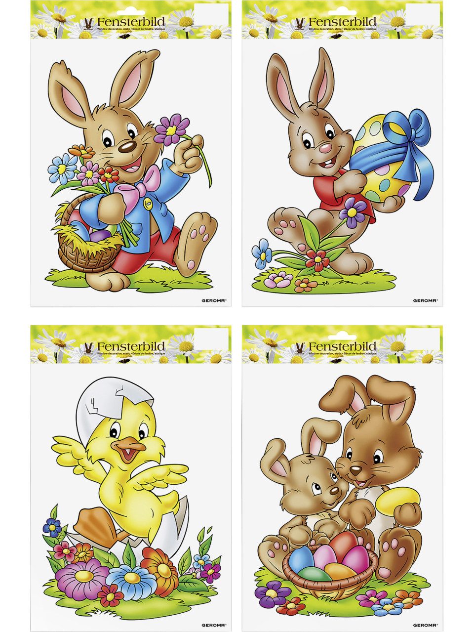 Rodermund Fensterbild Fensterbild Ostern mit Hasen und Küken bunt