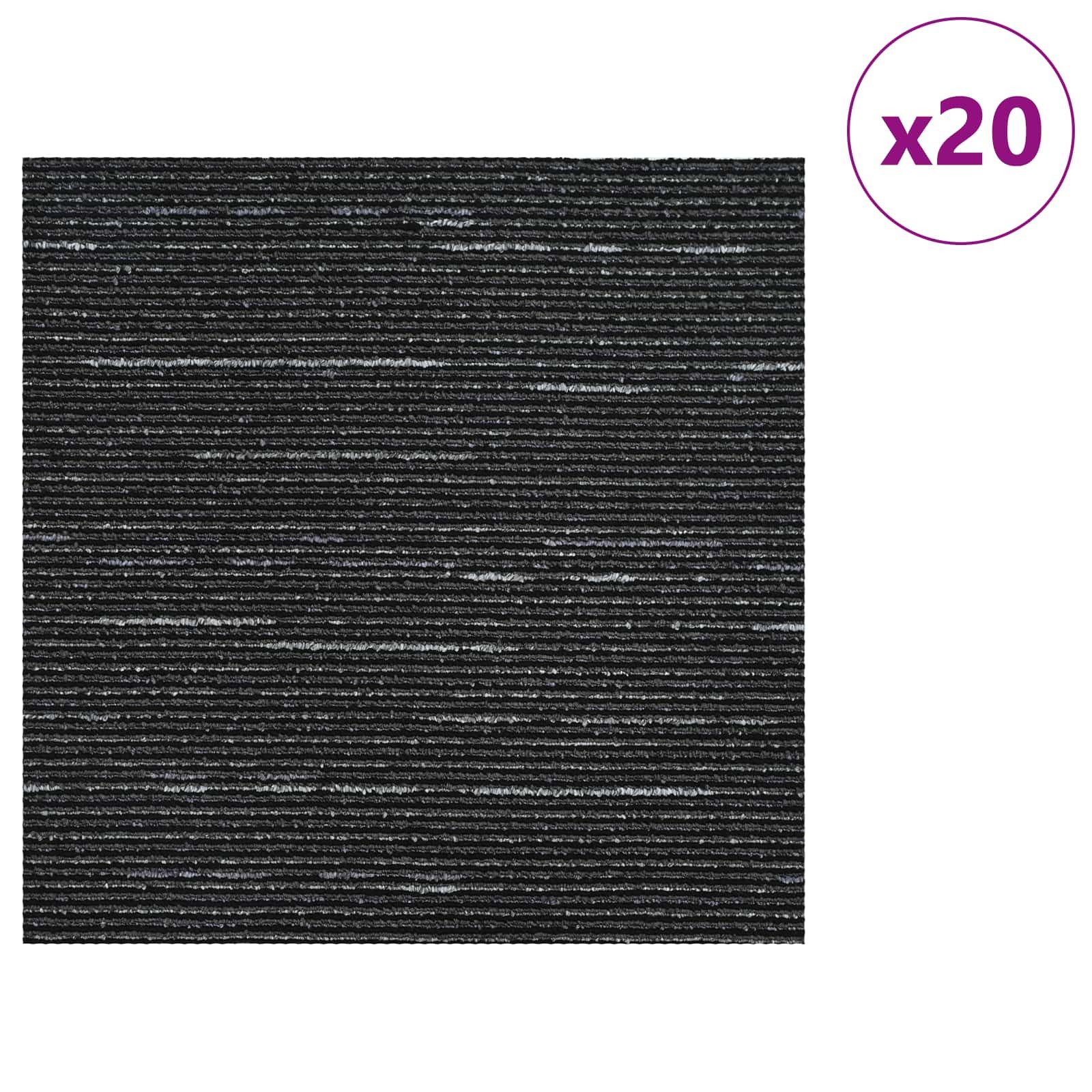 vidaXL Vinyllaminat 50 x 50 cm Teppichfliese Gestreift Schwarz 50x50 cm 20er Set