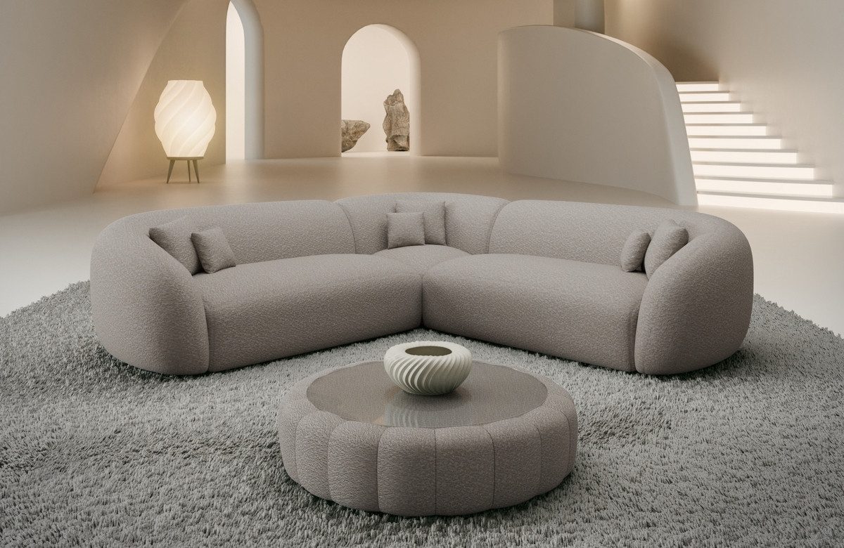 Sofa Dreams Ecksofa Sorelia L Form Luxus Polsterecke, Design Stoffsofa, 4-Sitzer, Boucléstoff Bezug in Pearl