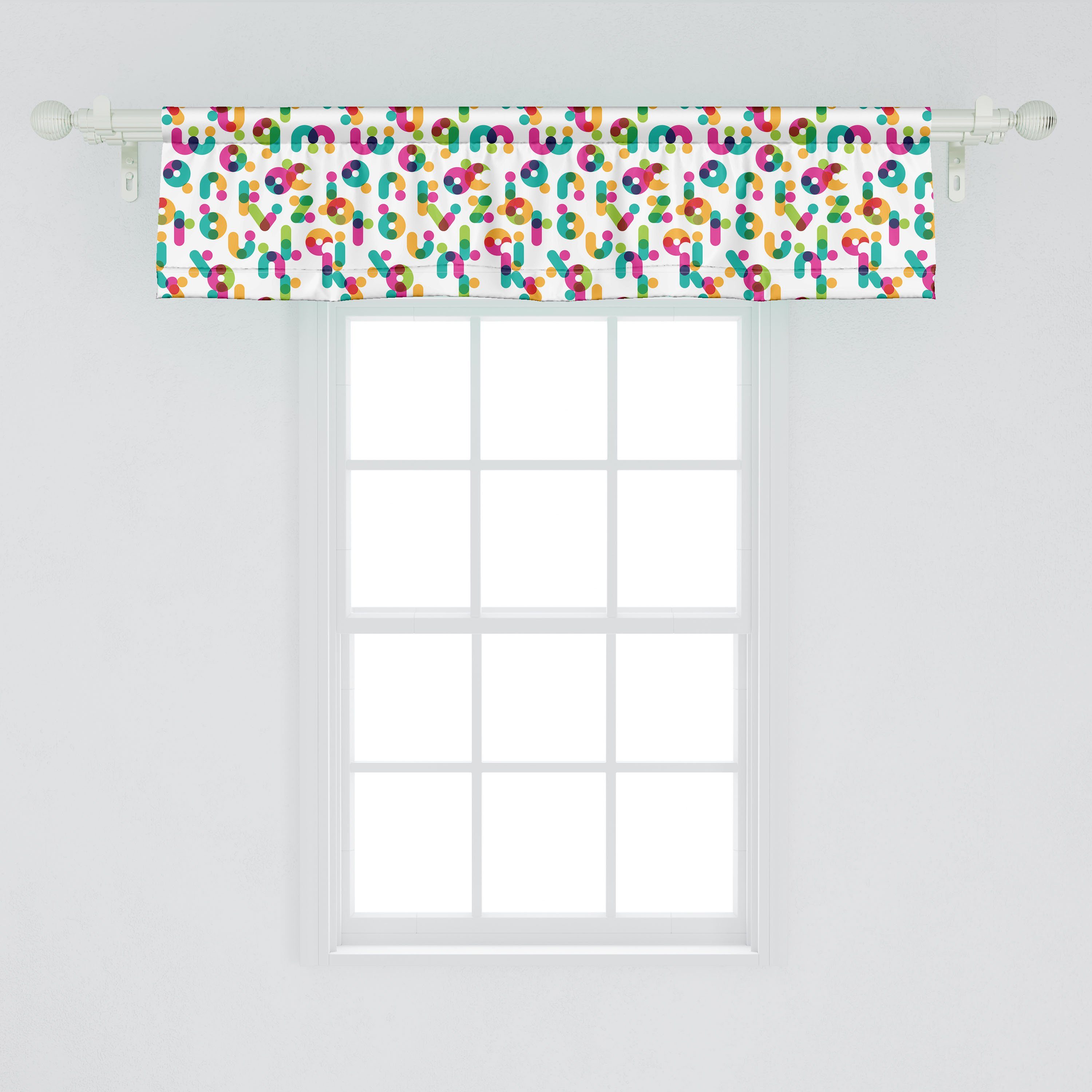 Buchstaben Schlafzimmer lateinischen Vorhang für Bunte Geometrisch Stangentasche, Volant Küche Dekor Abakuhaus, mit Microfaser, Scheibengardine