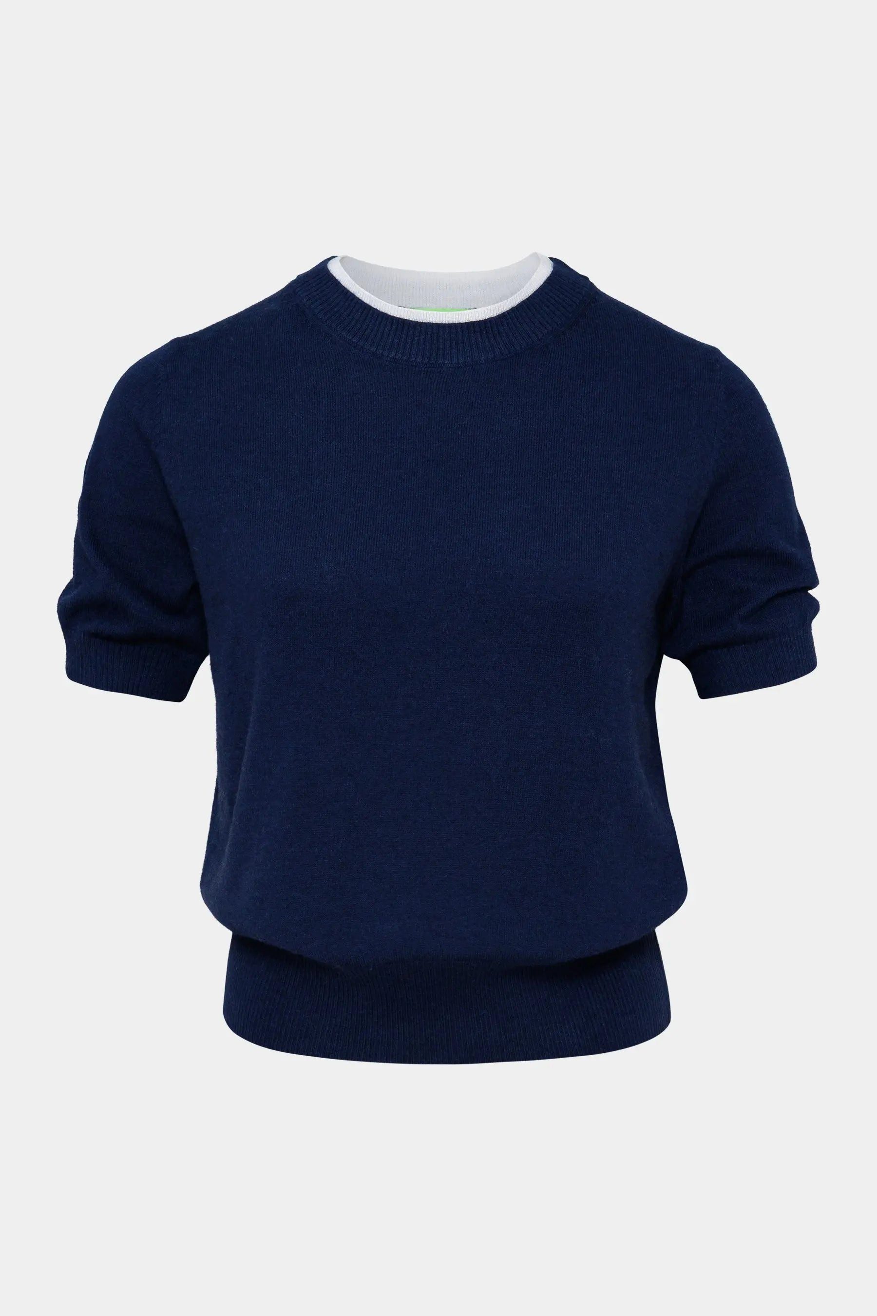 Cassis T-Shirt Cassis Rollkragenpullover meliert mit Ziernaht NAVY