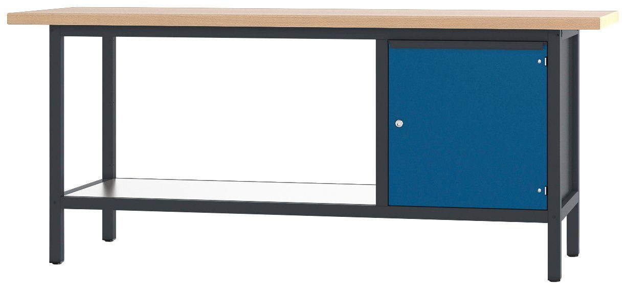 PADOR Werkbank 31 S 004, Höhe/Länge: 85,5x200 cm anthrazit/blau