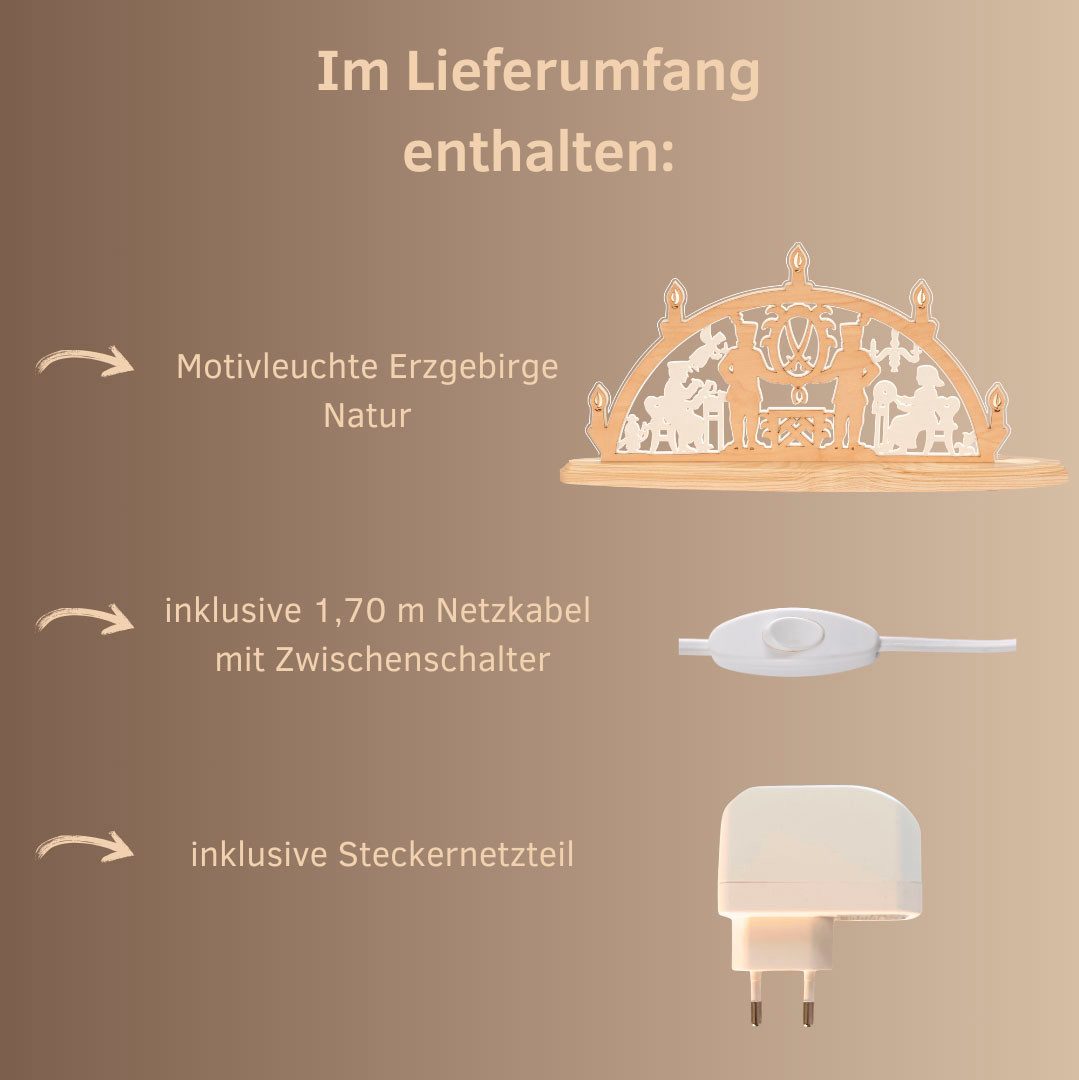 Weigla Schwibbogen "Matterhorn" - LED-Lichterbogen Aus Holz & Acryl, 47x21 Cm, Made In Germany