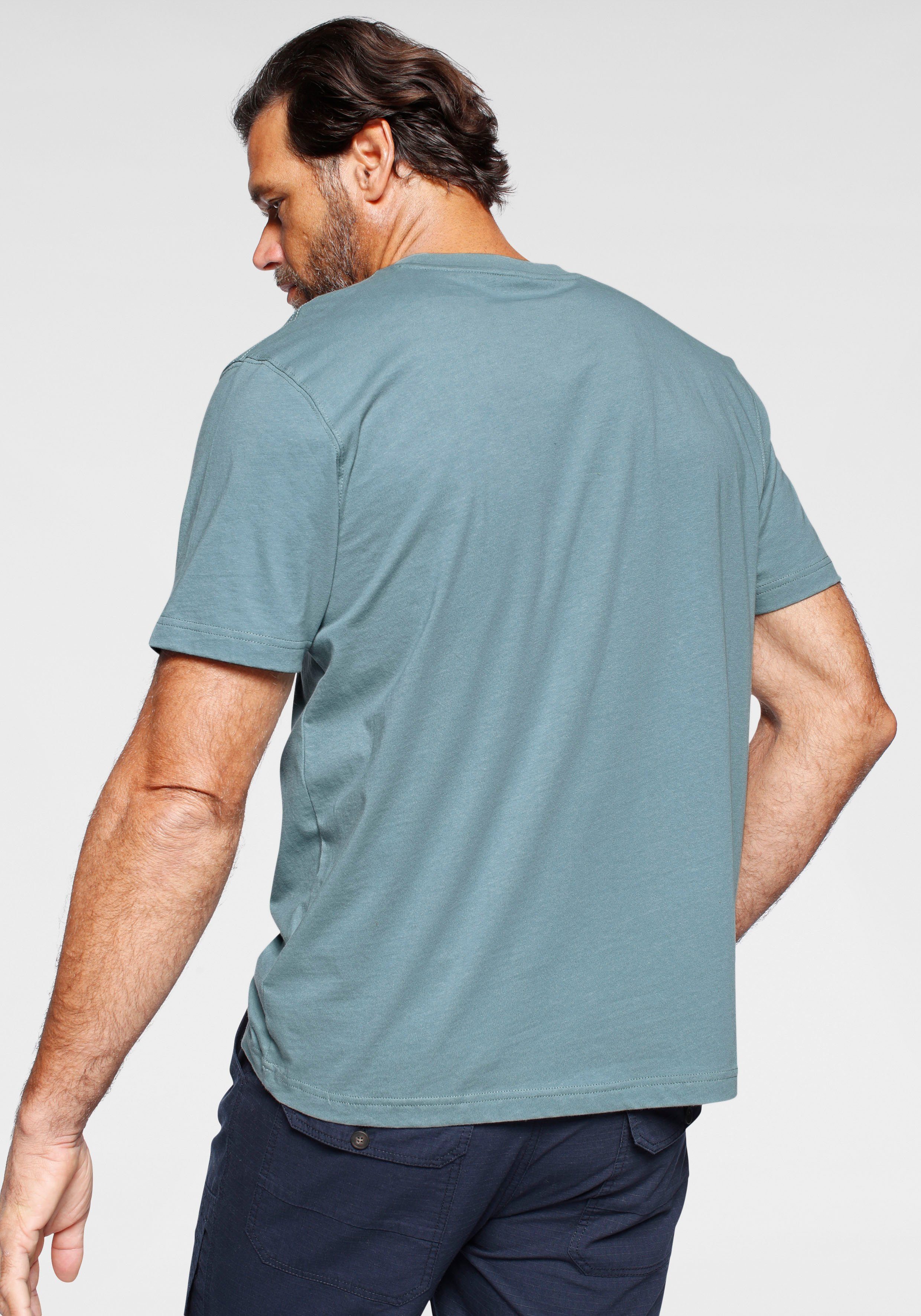 T-Shirt World blau-grau mit Man's Print