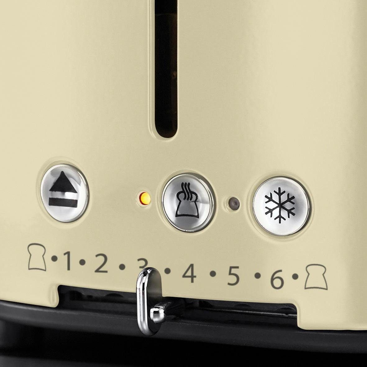 RUSSELL HOBBS Toaster Retro Vintage Cream 21682-56 Auftaufunktion 1300W 6 Stufen, 1300 W