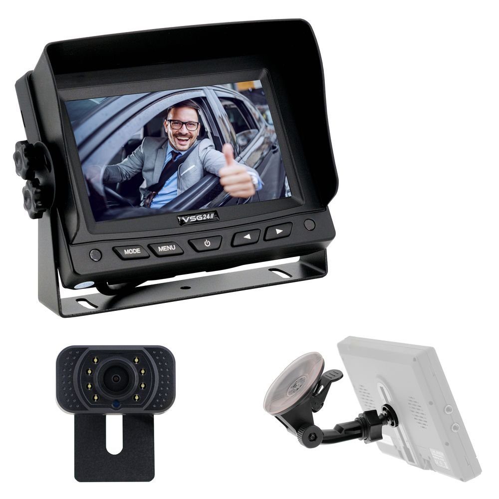 VSG24 5" Rückfahrsystem PILOT PRO für PKW Front Heck inkl. Monitor & 1x Mini Rückfahrkamera (Großer 155° Blickwinkel, geringe Abmessungen, Ideal zum Nachrüsten)