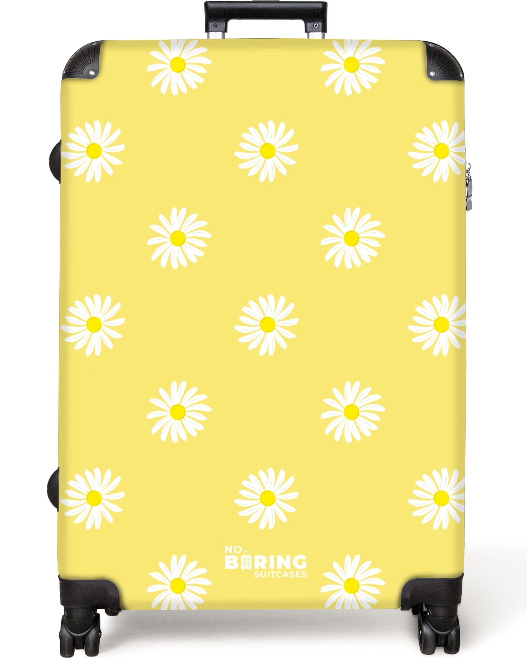 NoBoringSuitcases.com© Hartschalen-Trolley Pastellgelb mit Gänseblümchen 77 günstig online kaufen