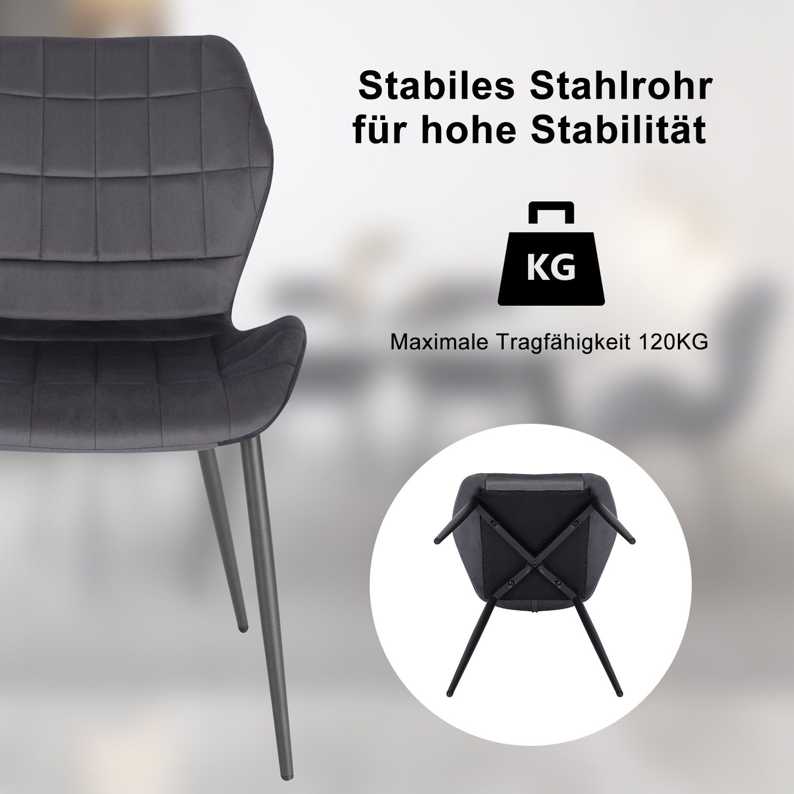 gepolsterter (4 Woltu Esszimmerstuhl Stuhl, mit Metallbeine Rückenlehne, St),