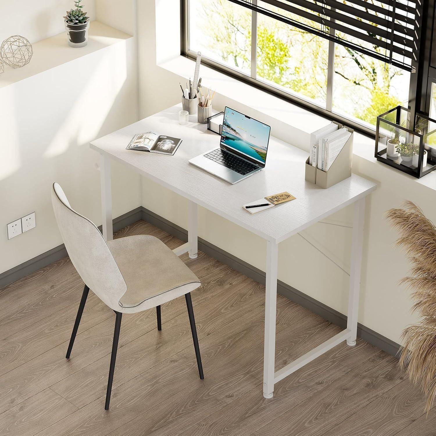 LuxusKollektion Computertisch Schreibtisch kleiner Computertisch Kopfhörerhalter Holz Weiß 80×40cm