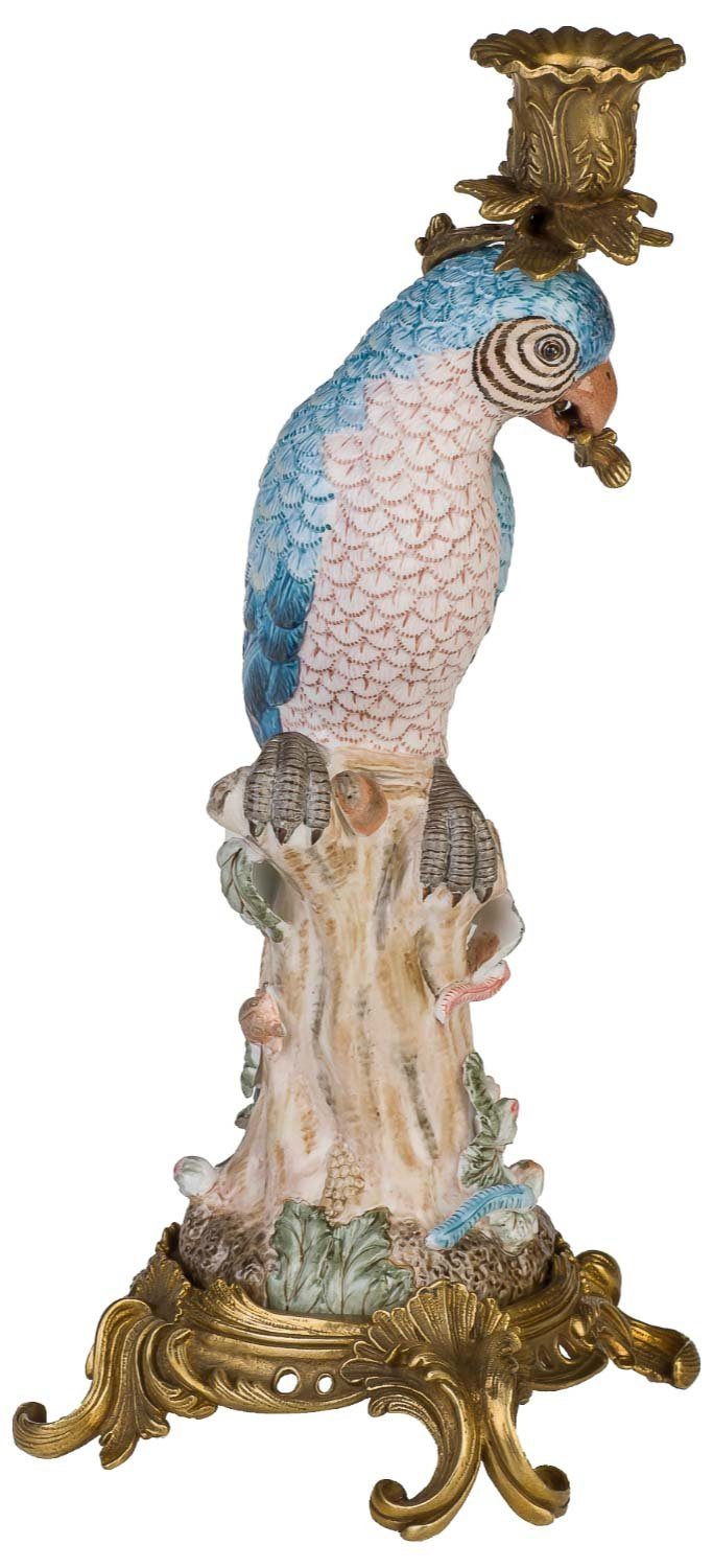 Aubaho Antik-Stil Papagei Skulptur Porzellan Kerzenhalter Kerzenständer 36cm Kerzenständer