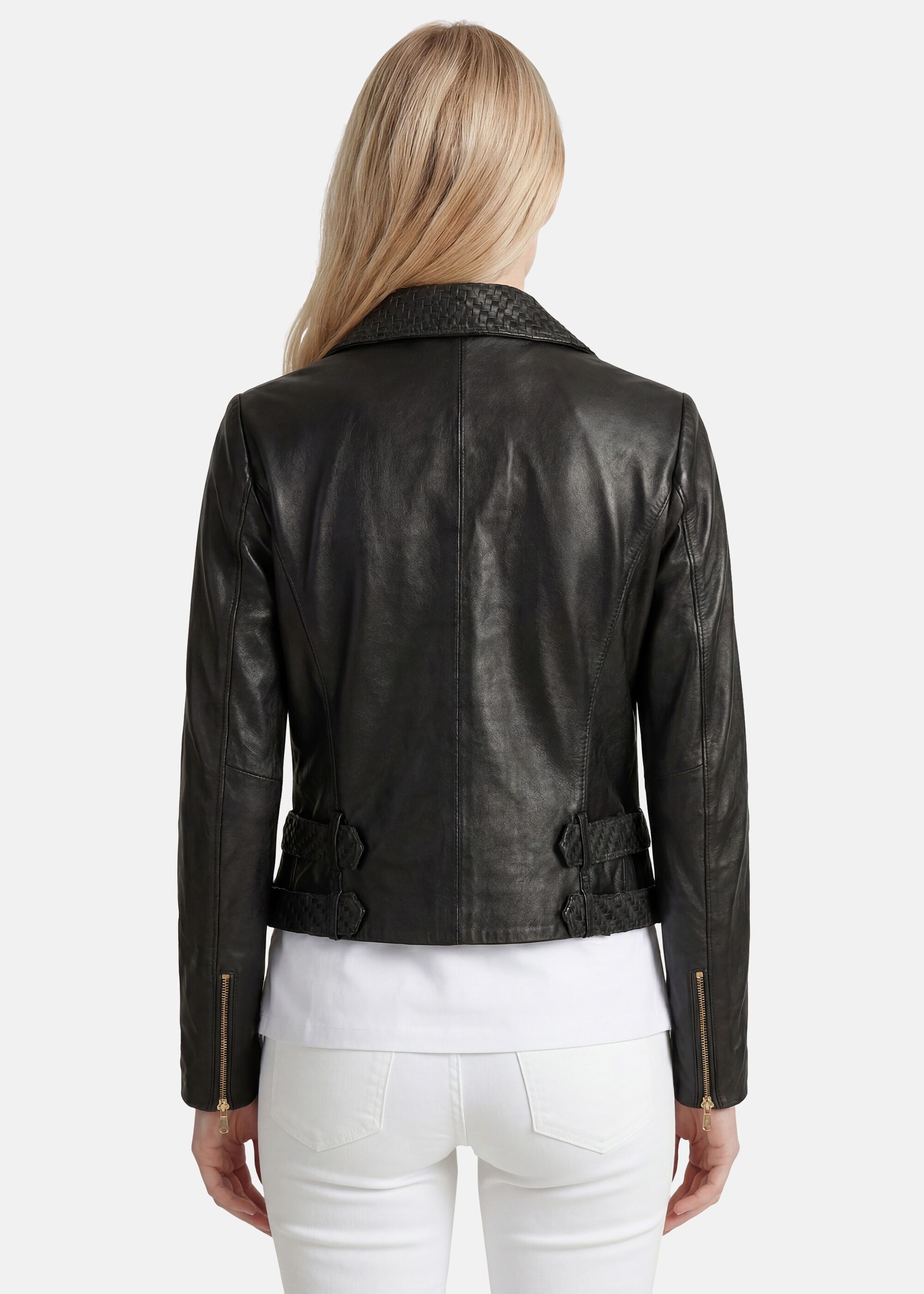 Apple of Eden Lederjacke mit geflochtenem Reverskragen