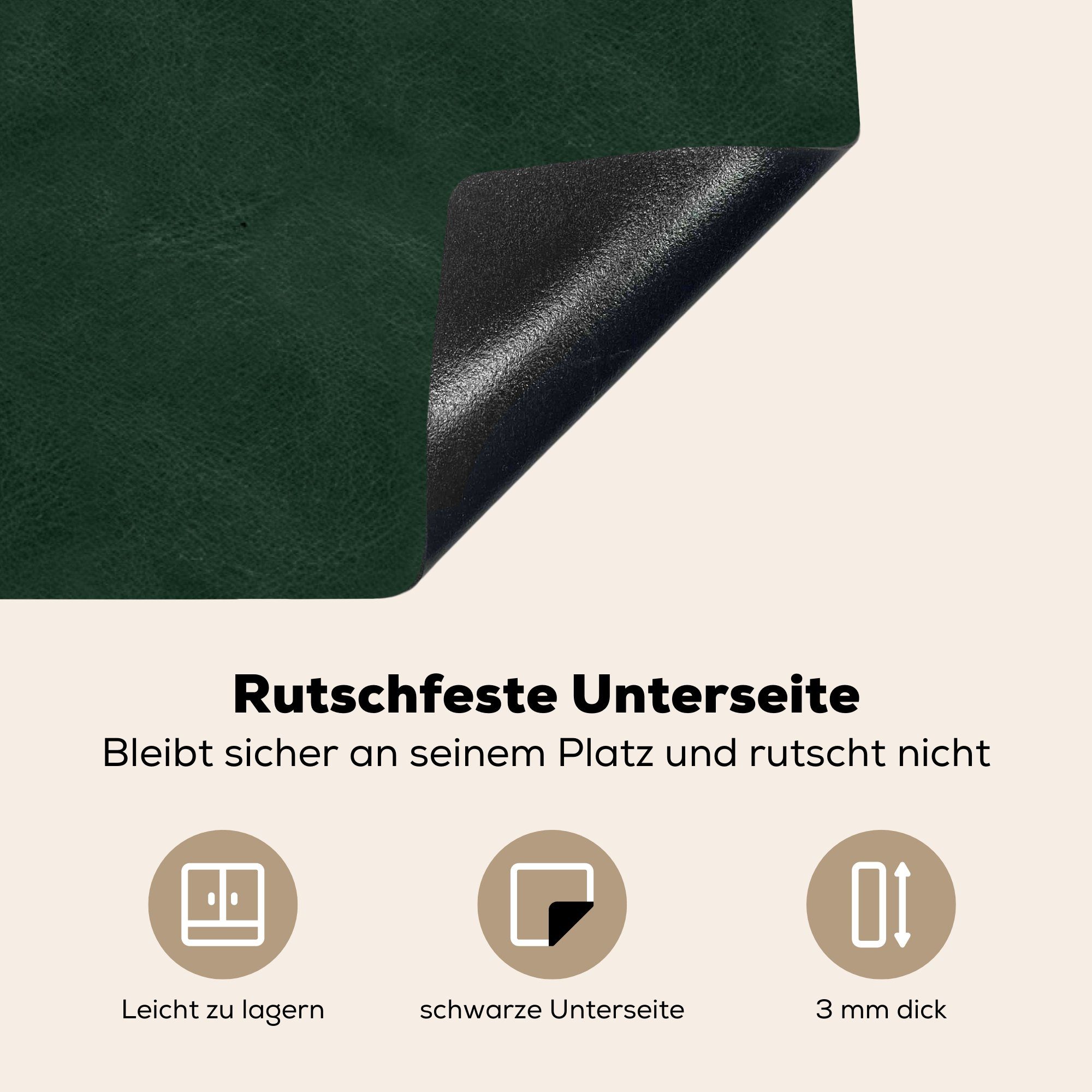 Leder tlg), Grün MuchoWow Tierfell, Vinyl, 81x52 Herdblende-/Abdeckplatte - - Induktionskochfeld für die küche, Schutz - cm, Induktionsschutz Ceranfeldabdeckung (1