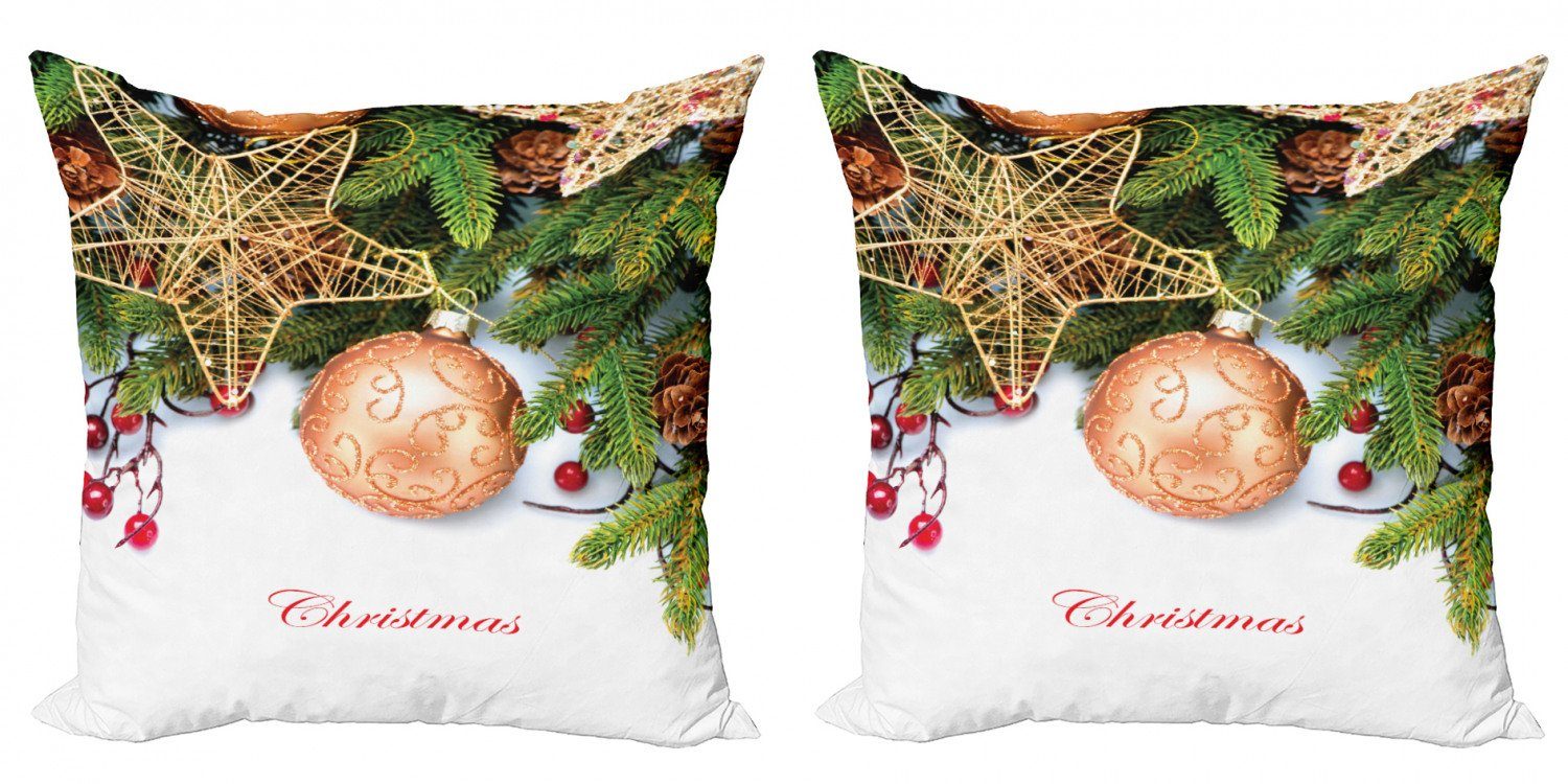 Accent Doppelseitiger (2 Stück), Digitaldruck, Weihnachten Modern Stern Kissenbezüge Abakuhaus Holly Beeren