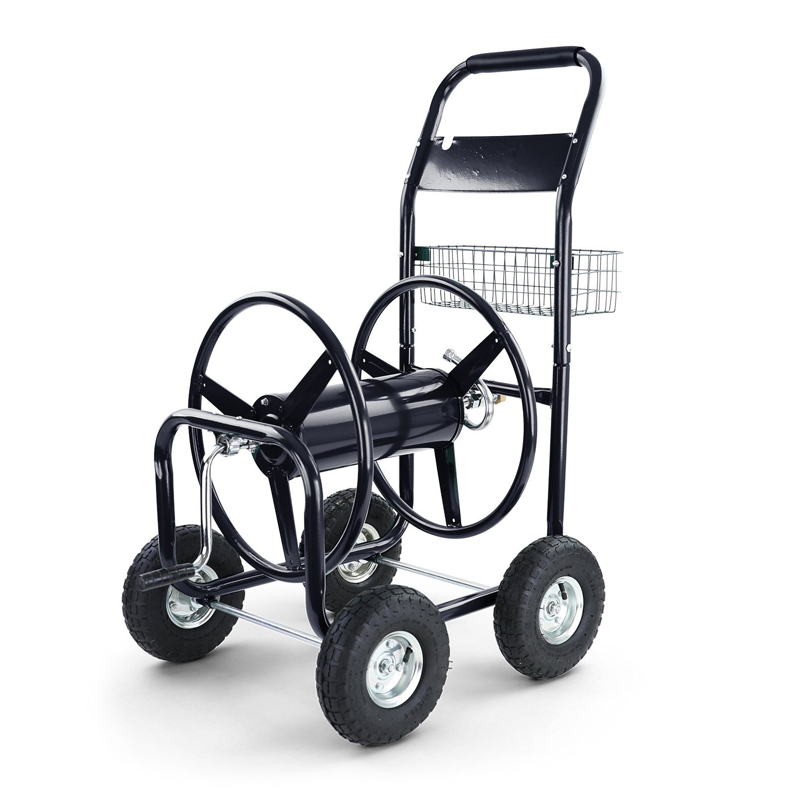 RAMROXX Тележка для шланга Schlauch Handwagen mit Handkurbel Schwarz bis 106m Gartenschlauch