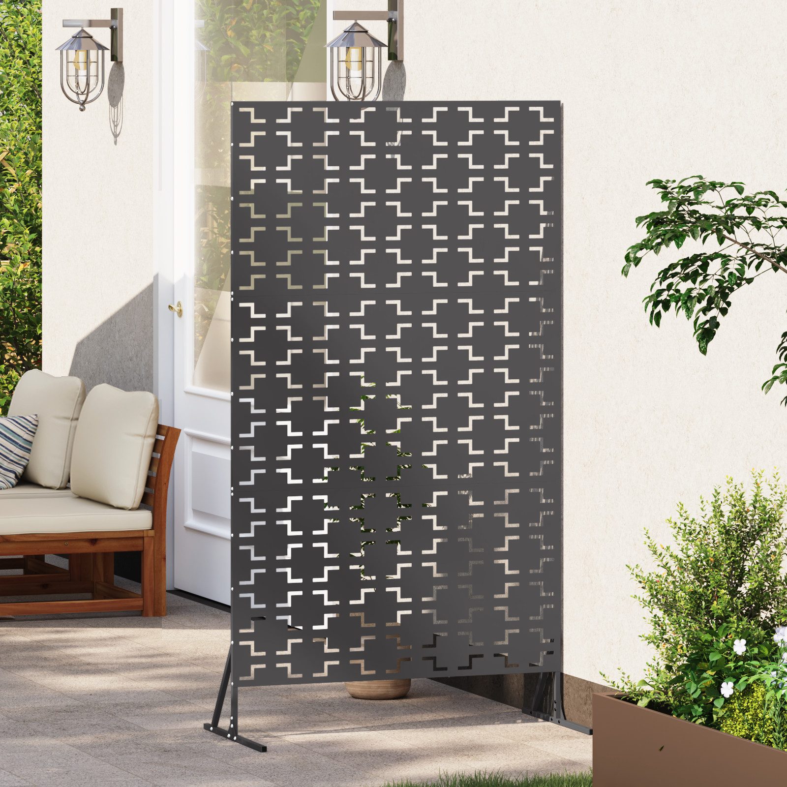 vidaXL Gartenzaun Metallzaunpanel Schwarz Metall Groß günstig online kaufen
