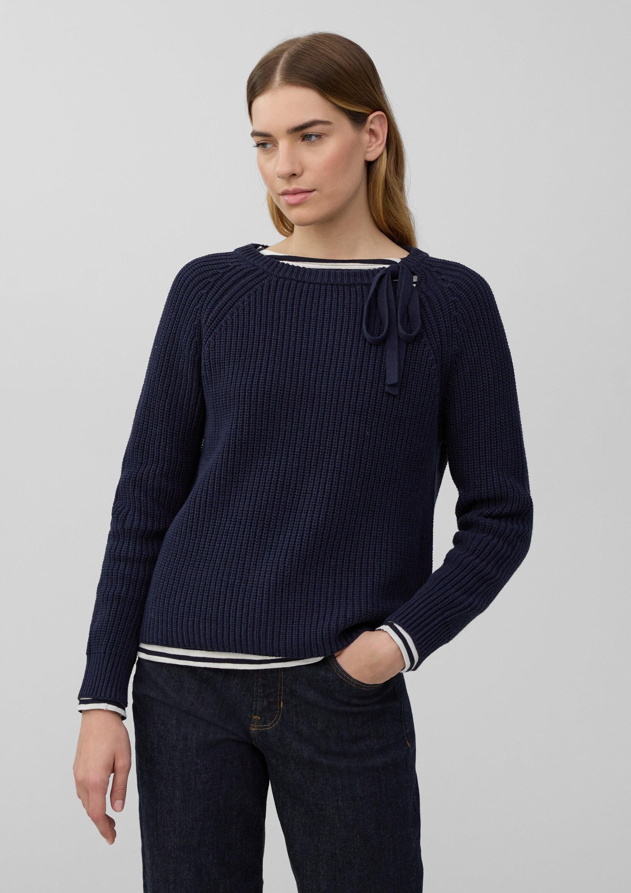 s.Oliver Longpullover Strickpullover Relaxed-Fit-Strickpullover mit Bindede günstig online kaufen