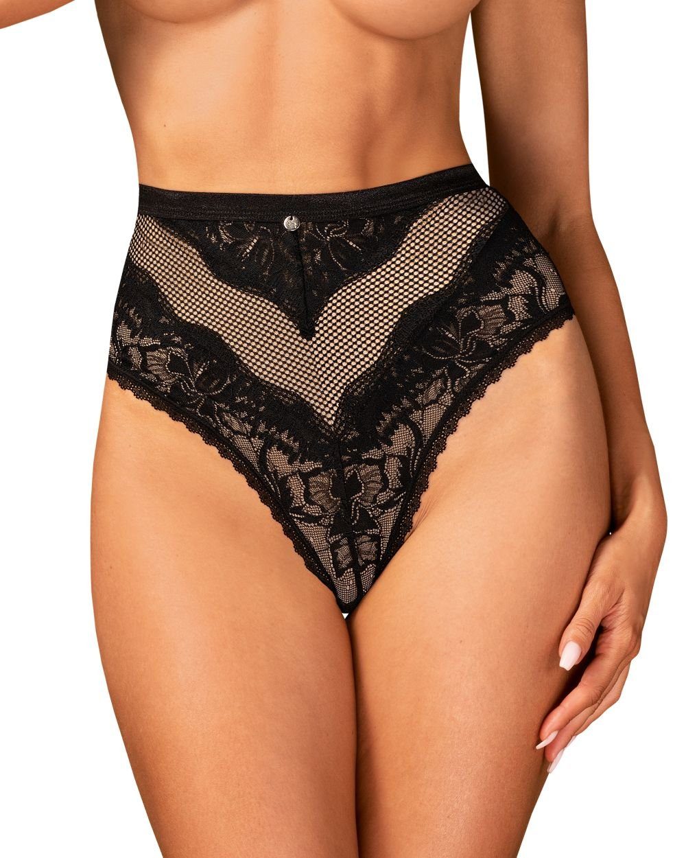 Panty High-Waist-Panty Olvidia schwarz transparent elastisch