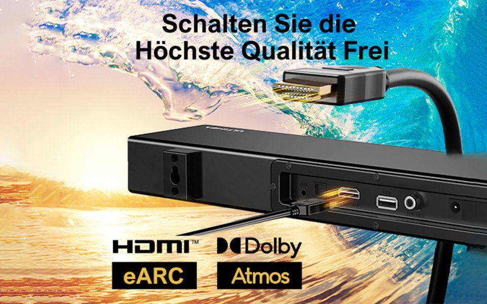 Atmos Subwoofer, BassMAX, Soundbar mit (3D Surround Ultimea Sound 5.3) 2.1CH Bars Dolby Bluetooth