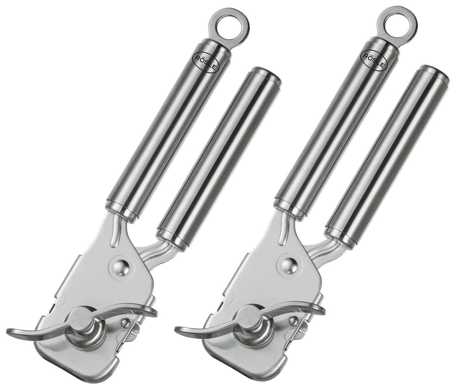 RÖSLE Dosenöffner CLEAR, Länge 20 cm, ergonomisch, 2er Set, Zange für Dosen, Edelstahl 18/10