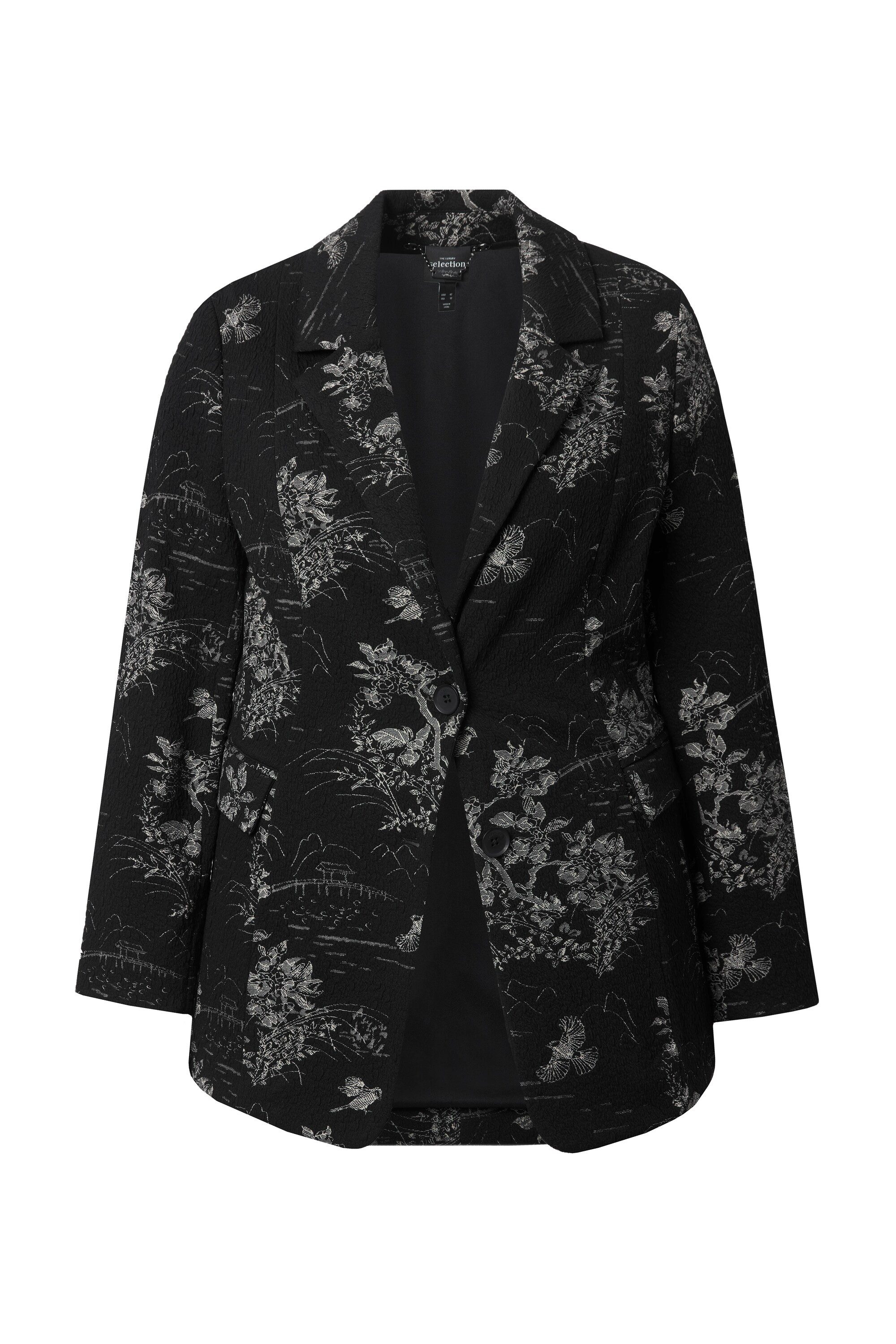 Ulla Popken Blusenblazer Jacquard-Blazer Reverskragen Langarm Stretchfutter günstig online kaufen