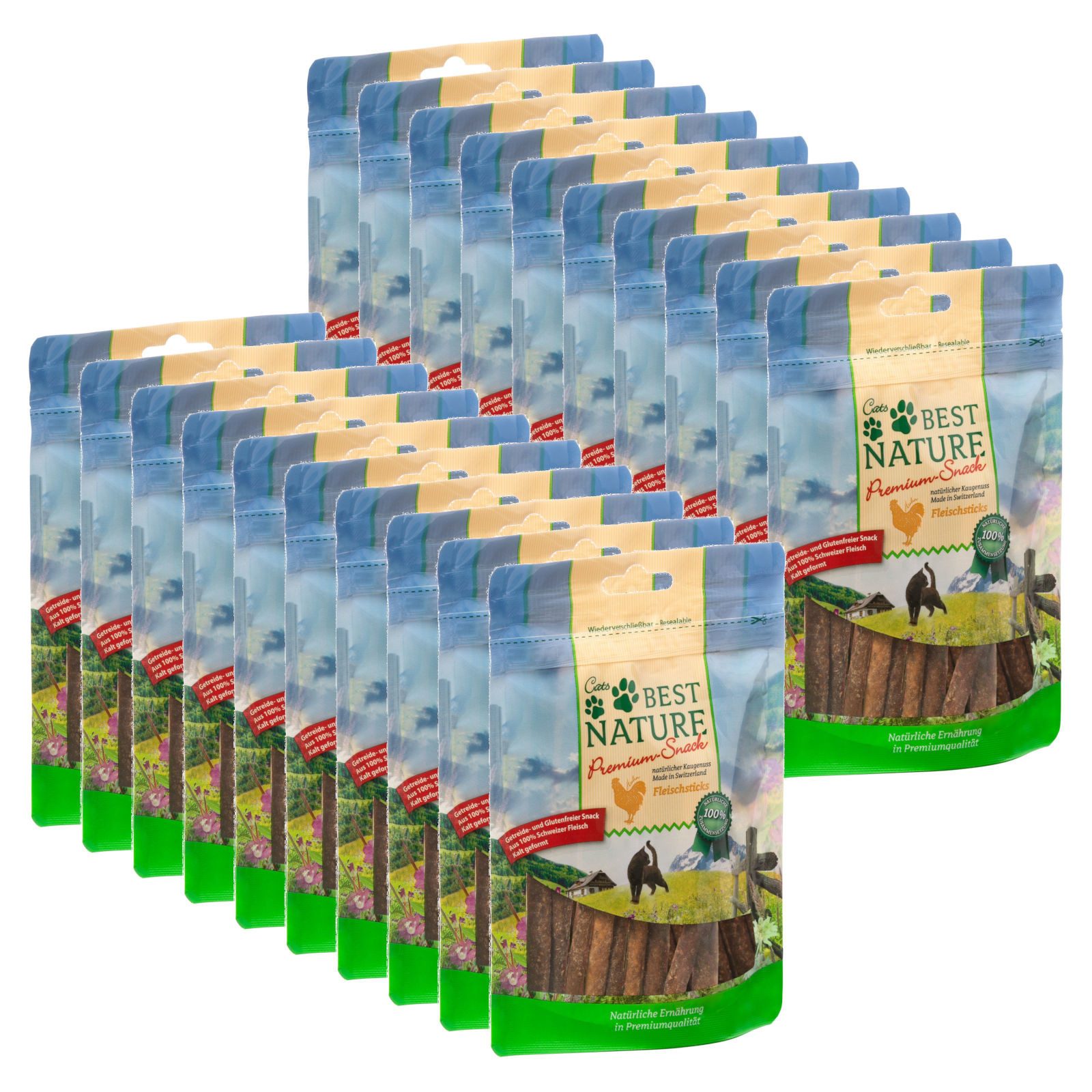 Best Nature Premium Snack für Katzen, 20x 50 g, Hähnchenfleischsticks, 1000g