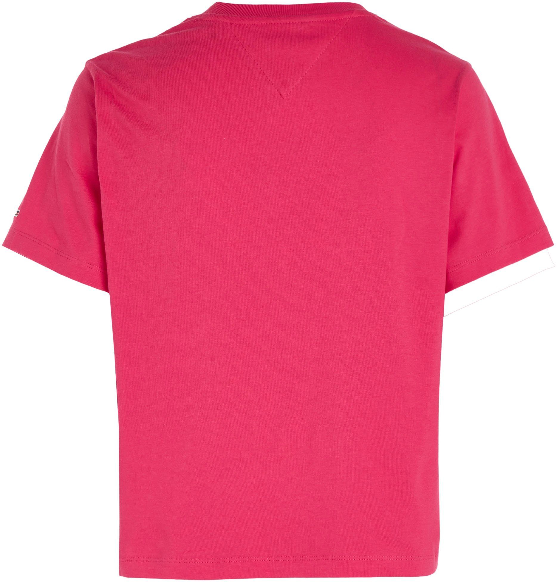 Tommy Jeans Kurzarmshirt TJW TEE CLS Jewel-Pink Logoschriftzug SERIF mit LINEAR Jeans Tommy Linear