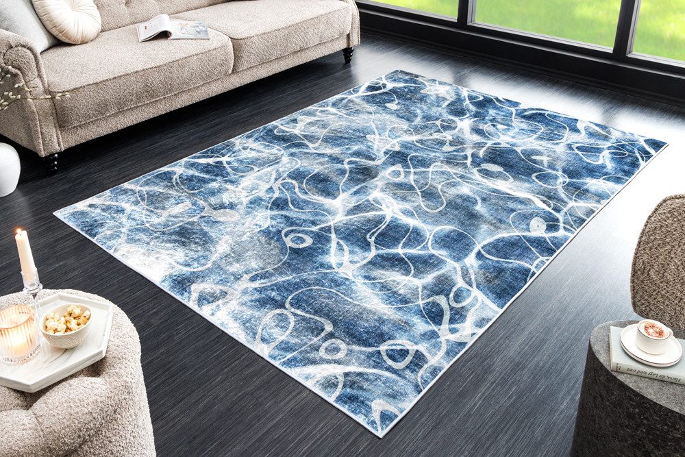 riess-ambiente Designteppich OCEAN 230x160cm blau weiß · Kurzflor-Teppich im maritimen Design, rechteckig, Höhe: 8 mm, Wohnzimmer · Indoor · pflegeleicht · Grafikmuster · Schlafzimmer