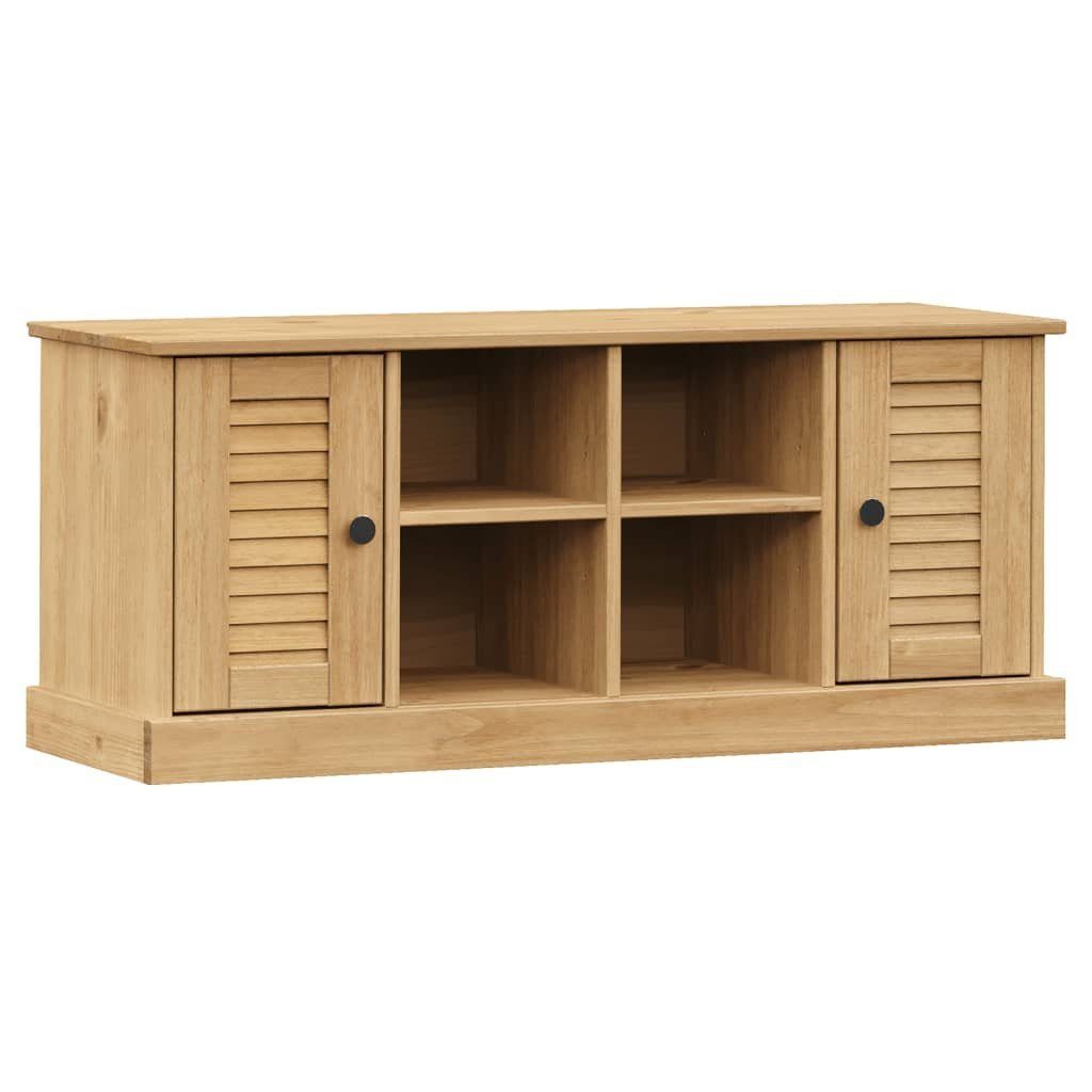 furnicato Schuhbank aus Massivholz, 106 x 35 x 45 cm, Kiefernholz, Sitzbank mit 4 Fächern, Türen und Stauraum für den Eingangsbereich