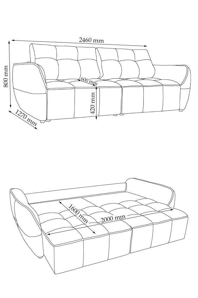 Konstanta Möbelhaus Schlafsofa Bombay Sofa mit Schlaffunktion und Bettkasten