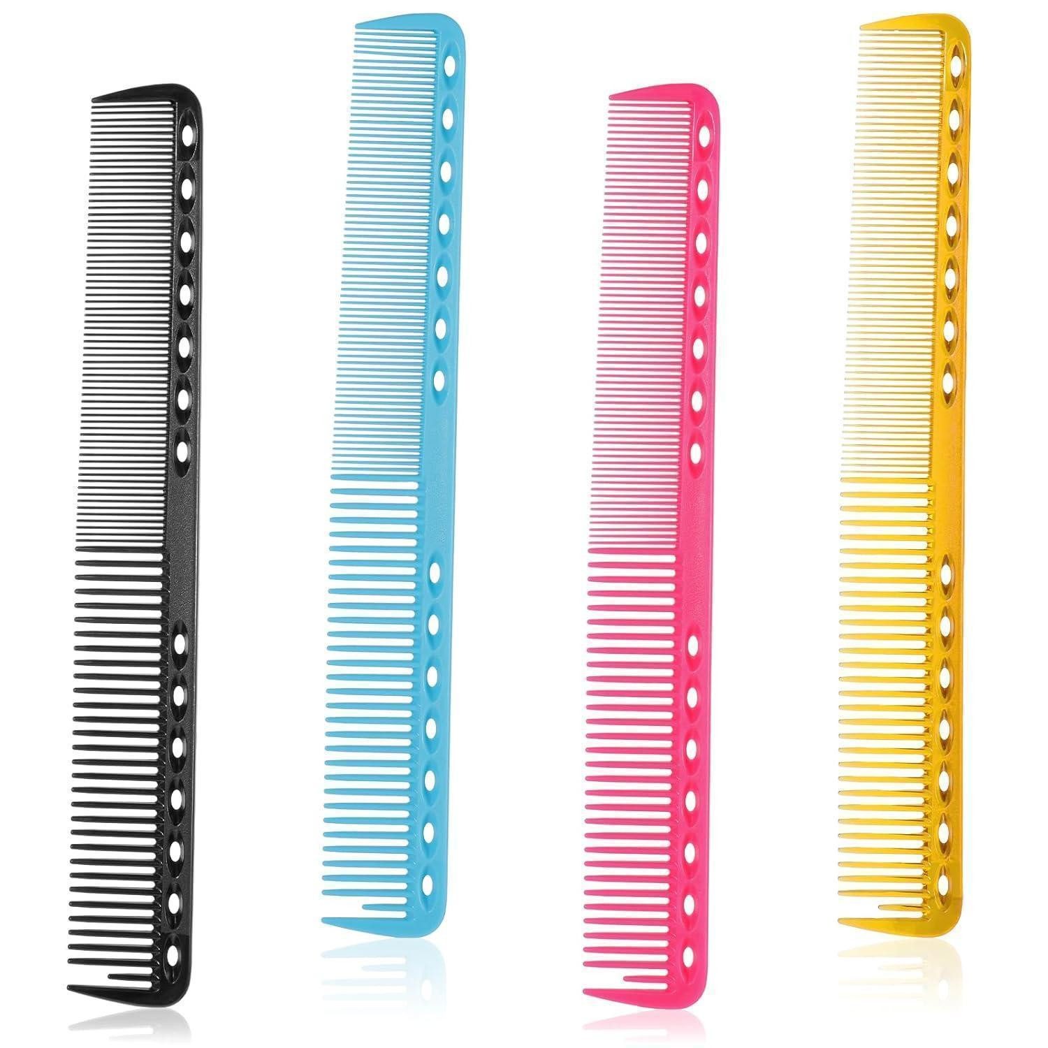 LuxusKollektion Schneidekamm 4er Set Carbon Haarkamm Friseur Antistatisch Hitzebeständig - Schwarz