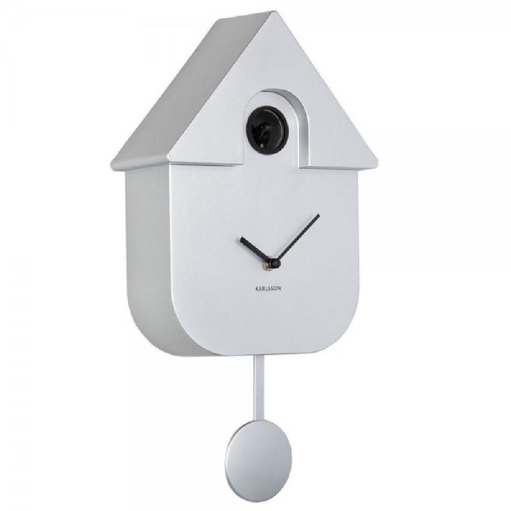 Karlsson Uhr Kuckucksuhr Wall Clock Modern Cuckoo Metallic Silver (41cm) günstig online kaufen