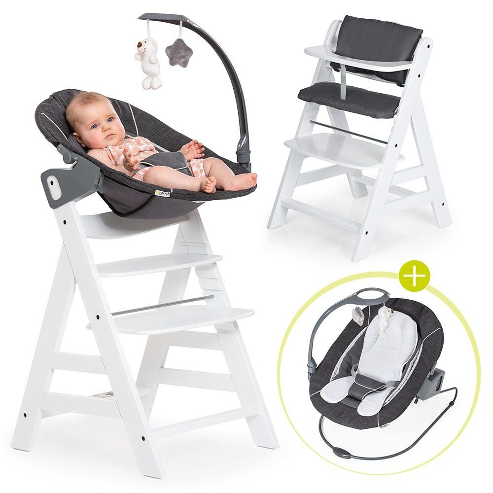 Hauck Alpha Plus White Newborn Set Rainbow - 4-tlg. Hochstuhl +