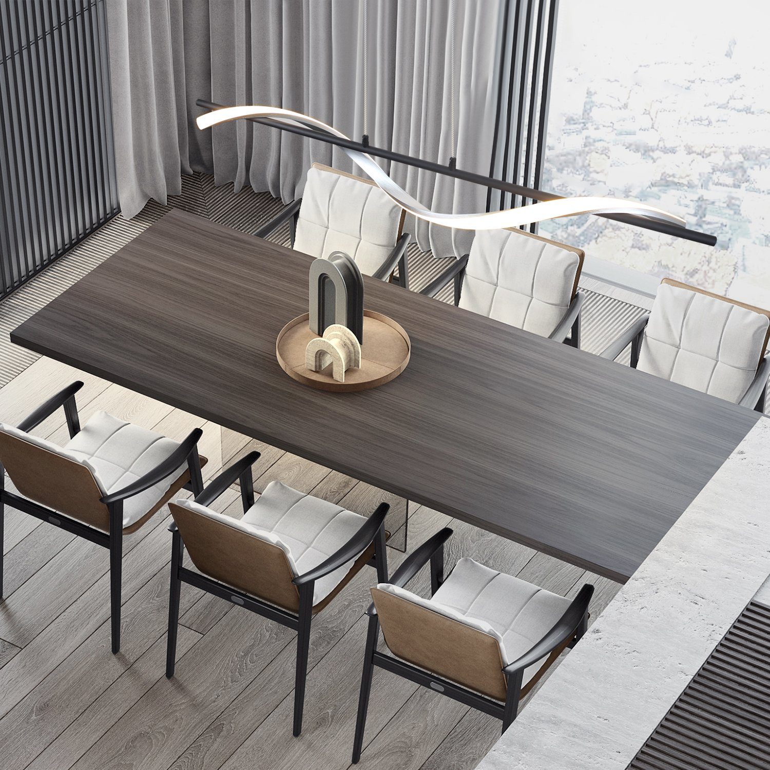 ZMH LED Pendelleuchte Esstisch Dimmbar Modern Wellenförmig höhenverstellbar