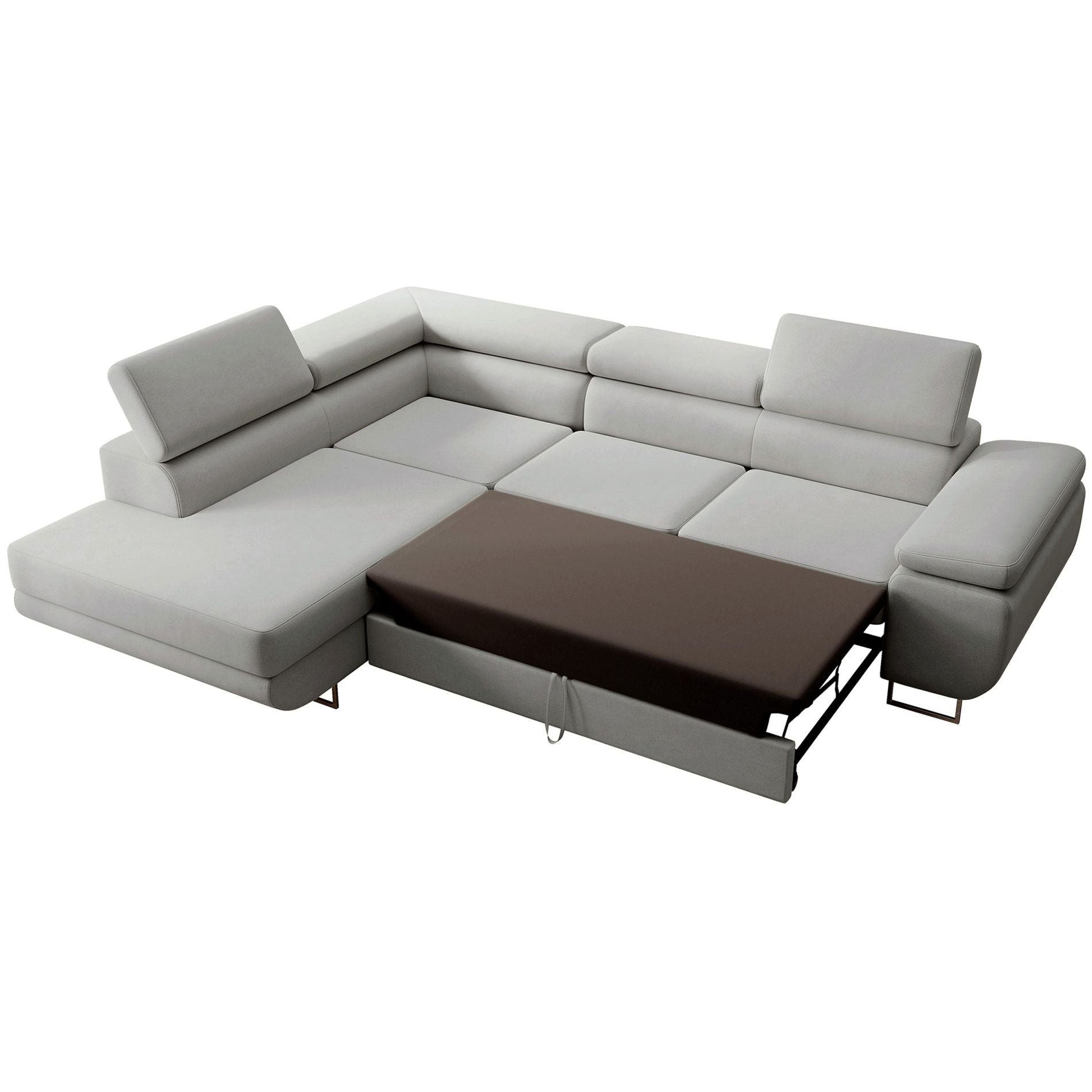 Selsey Ecksofa STEVIL, mit Schlaffunktion, Kopfstützen, Bettkasten, Easy-Clean Samt, 275 cm