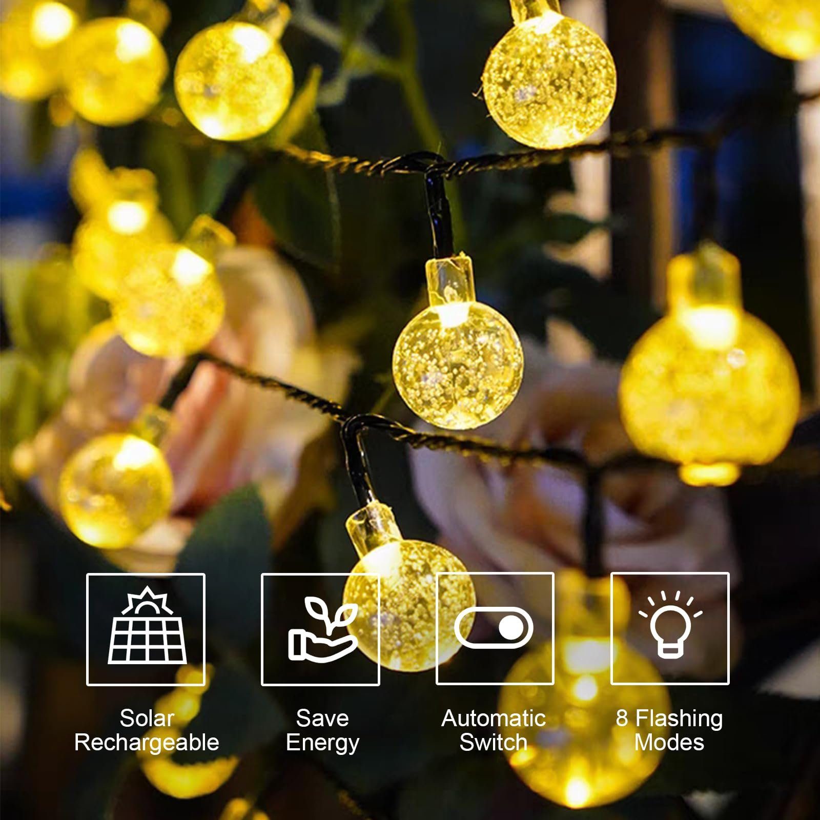 LQWELL LED Solarleuchte LED Kugeln Lichterkette günstig online kaufen