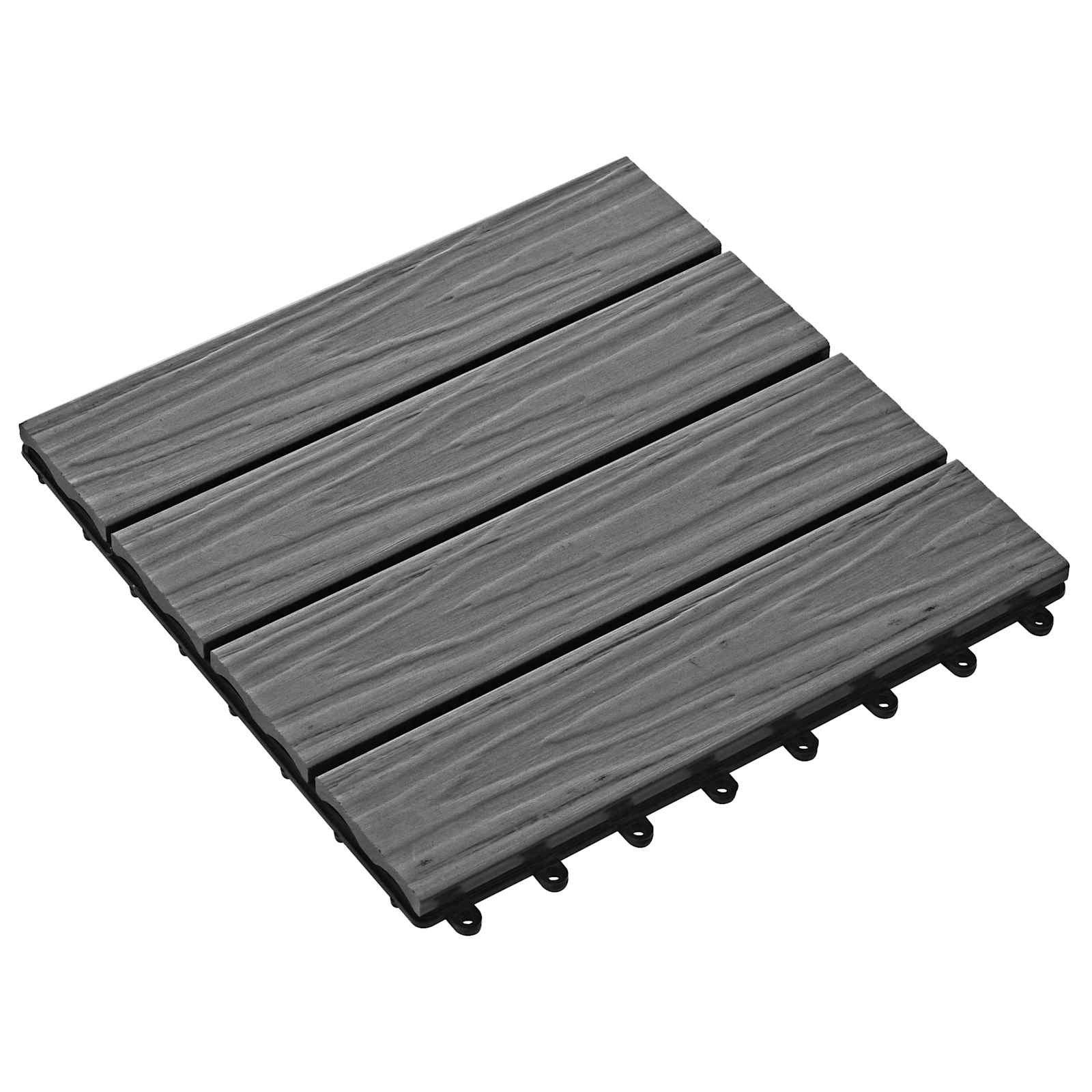 Terrassendielen Terrassenfliese 3D-Design 11 pcs Grau 30 x 30 cm WPC