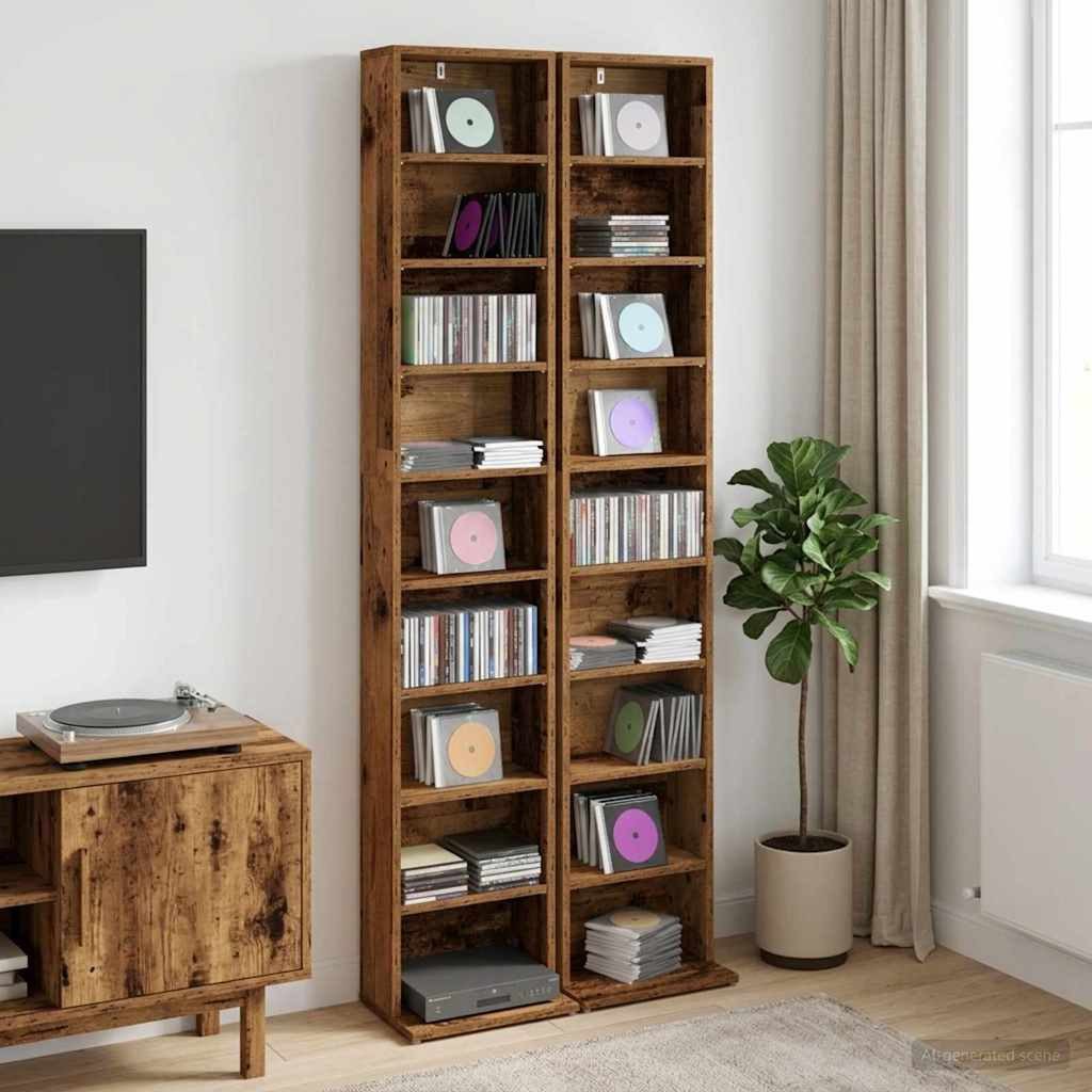 vidaXL Schranksystem CD Regal 2 Stk. Altholz 33 x 23,5 x 175 cm Holzwerkstoff (2-St)