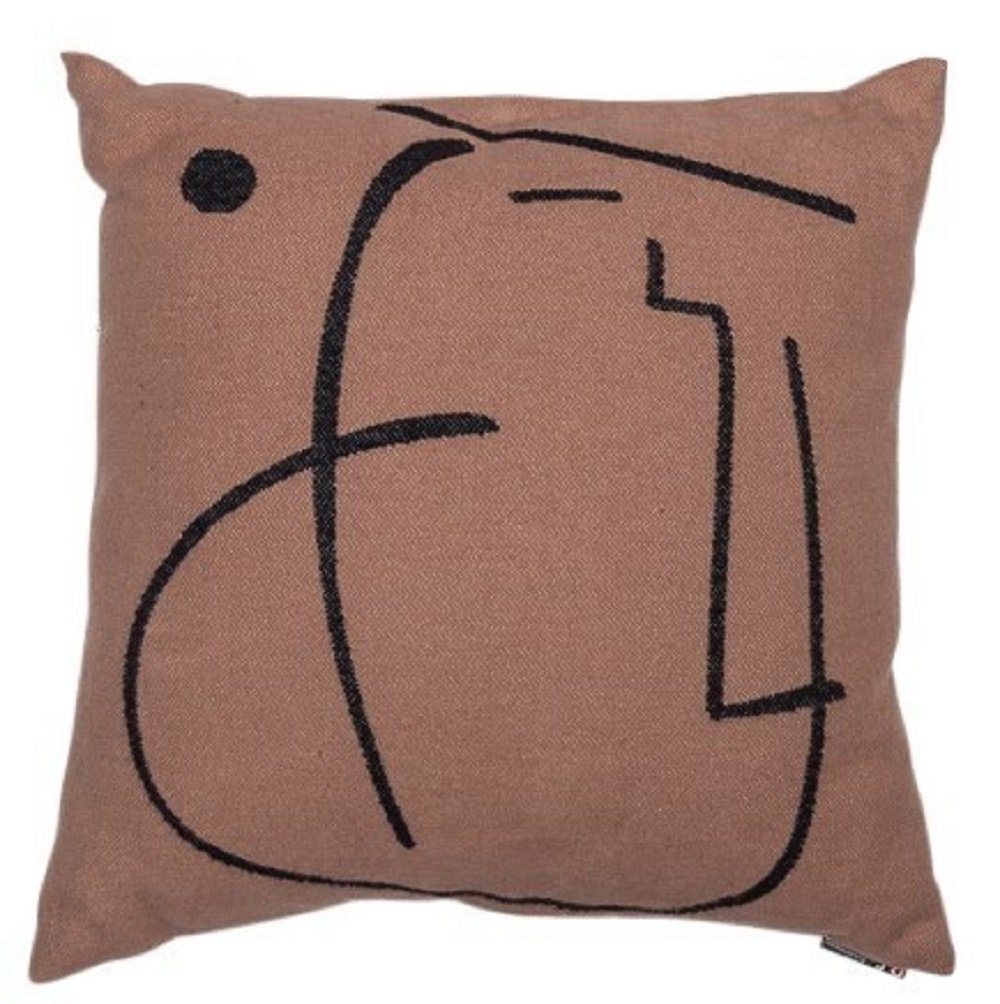 Kissenhülle Nova 'Nase' 50 x 50 cm Mittelbraun