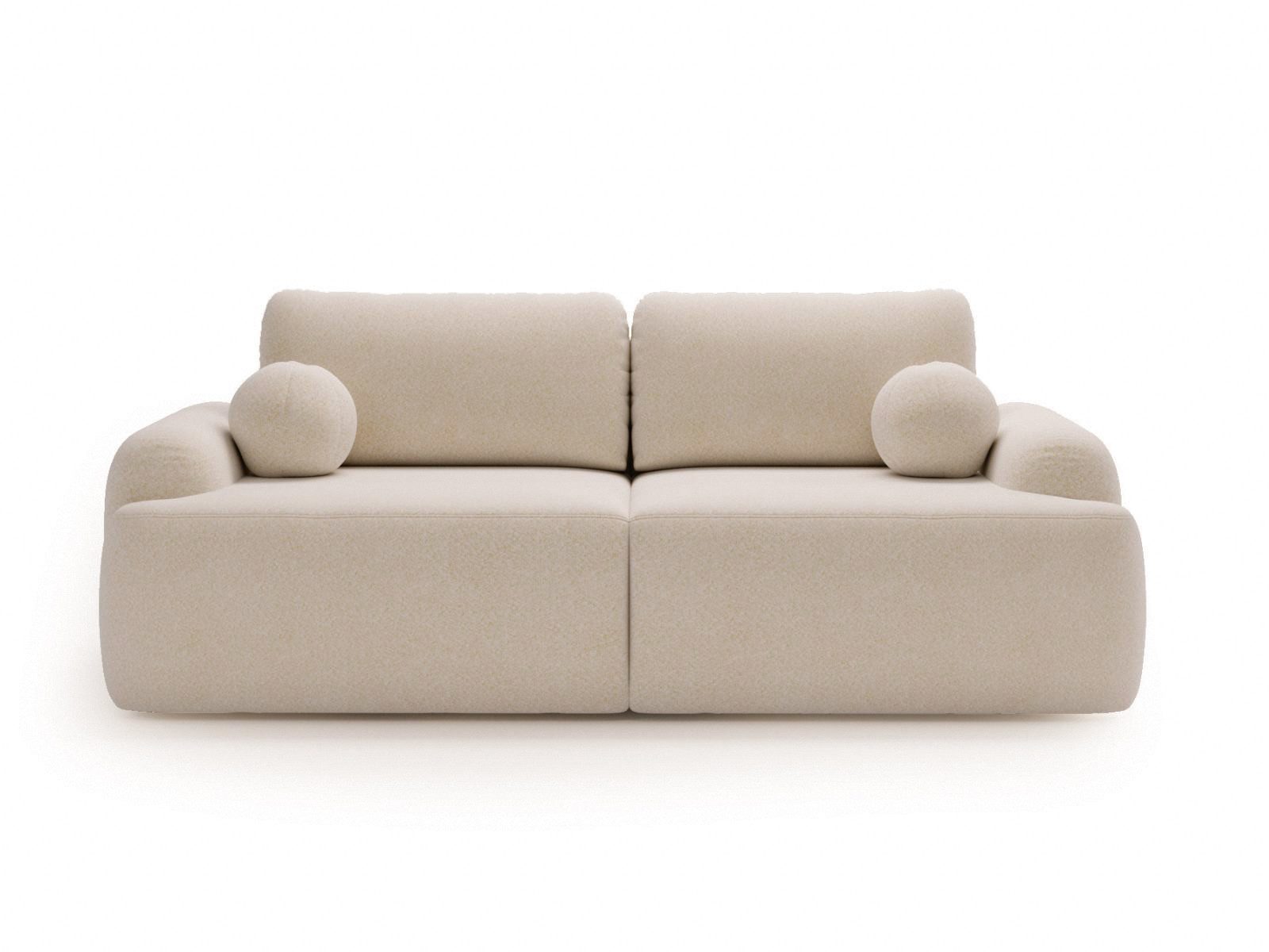 Compleo Schlafsofa rundes Design, Designer Sofa boucle- Teddy OLIO, Modern günstig online kaufen