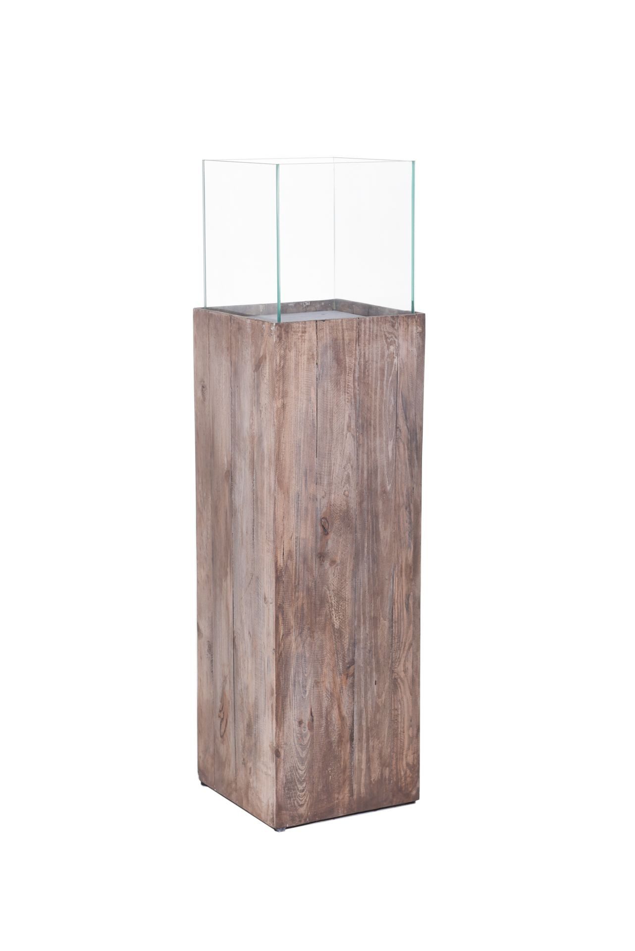VIVANNO Bodenwindlicht Holz CANDELA Rechteckig - Umbraantik Maserung (1 St), 27x27x100 cm