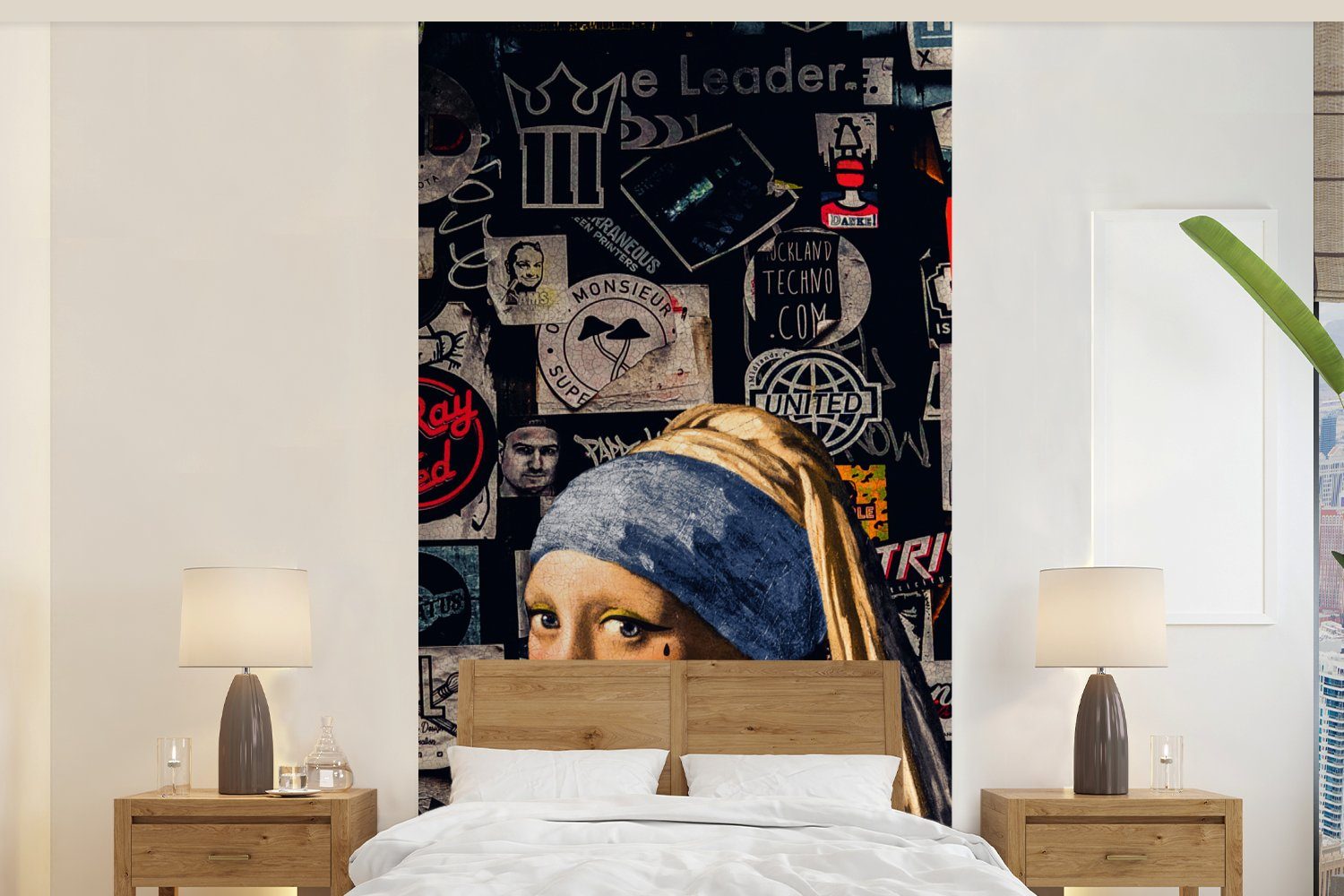 MuchoWow Fototapete Das Mädchen mit dem Perlenohrring - Tätowierung - Vermeer, Matt, bedruckt, (2 St), Vliestapete für Wohnzimmer Schlafzimmer Küche, Fototapete
