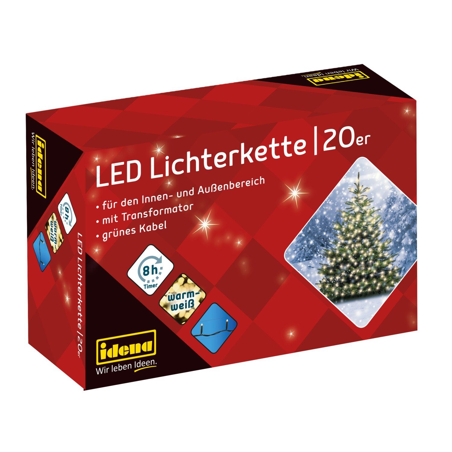 Idena LED-Lichterkette Idena 8325052 - LED Lichterkette mit 20 LEDs in Warmweiß, mit 8 Stunde – Bild 3 von 5