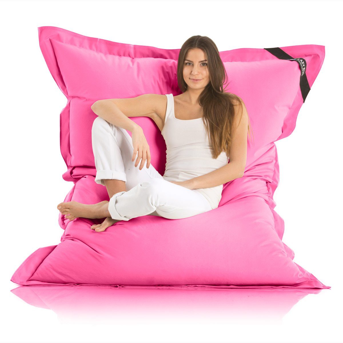 LazyBag Sitzsack Indoor & Outdoor XXL Riesensitzsack (Sitzkissen Bean-Bag, Nylon Bezug), 180 x 140 cm Pink | Sitzsäcke