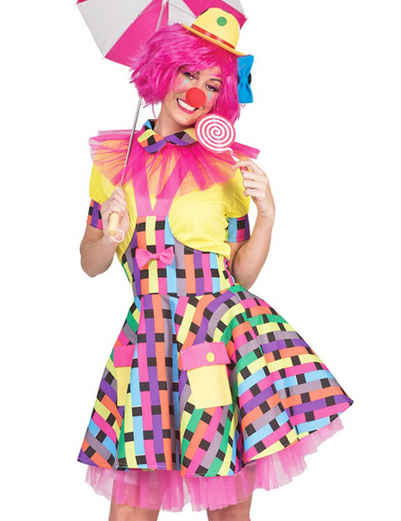 Funny Fashion Kostüm Clown Kostüm 'Flicka' für Damen, Buntes Kleid Zir