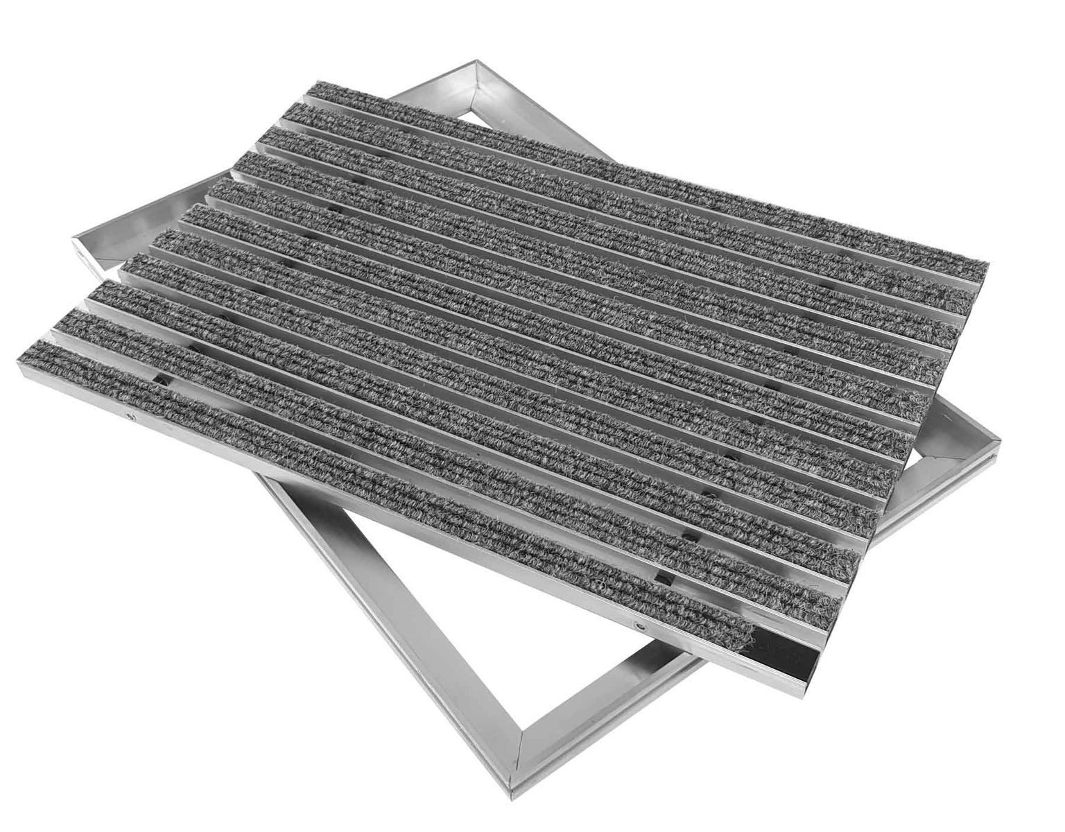 ACO Severin Ahlmann GmbH & Co. KG Fußmatte Eingangsmatte Vario + Rahmen Aluminium, Rips Hellgrau, rechteckig, Höhe: 26 mm, Größe: 600x400 mm, für Innen- und Außenbereich