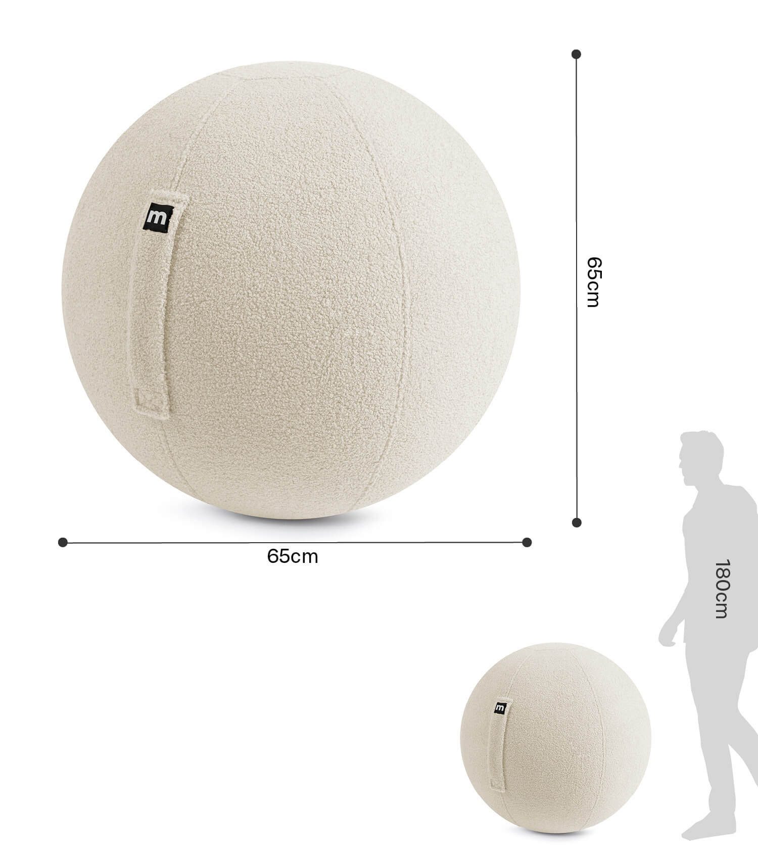 mokebo Sitzball Der Runde (mit Stoffbezug), Made in Germany, ergonomischer Hocker, Büro, Homeoffice in Grau