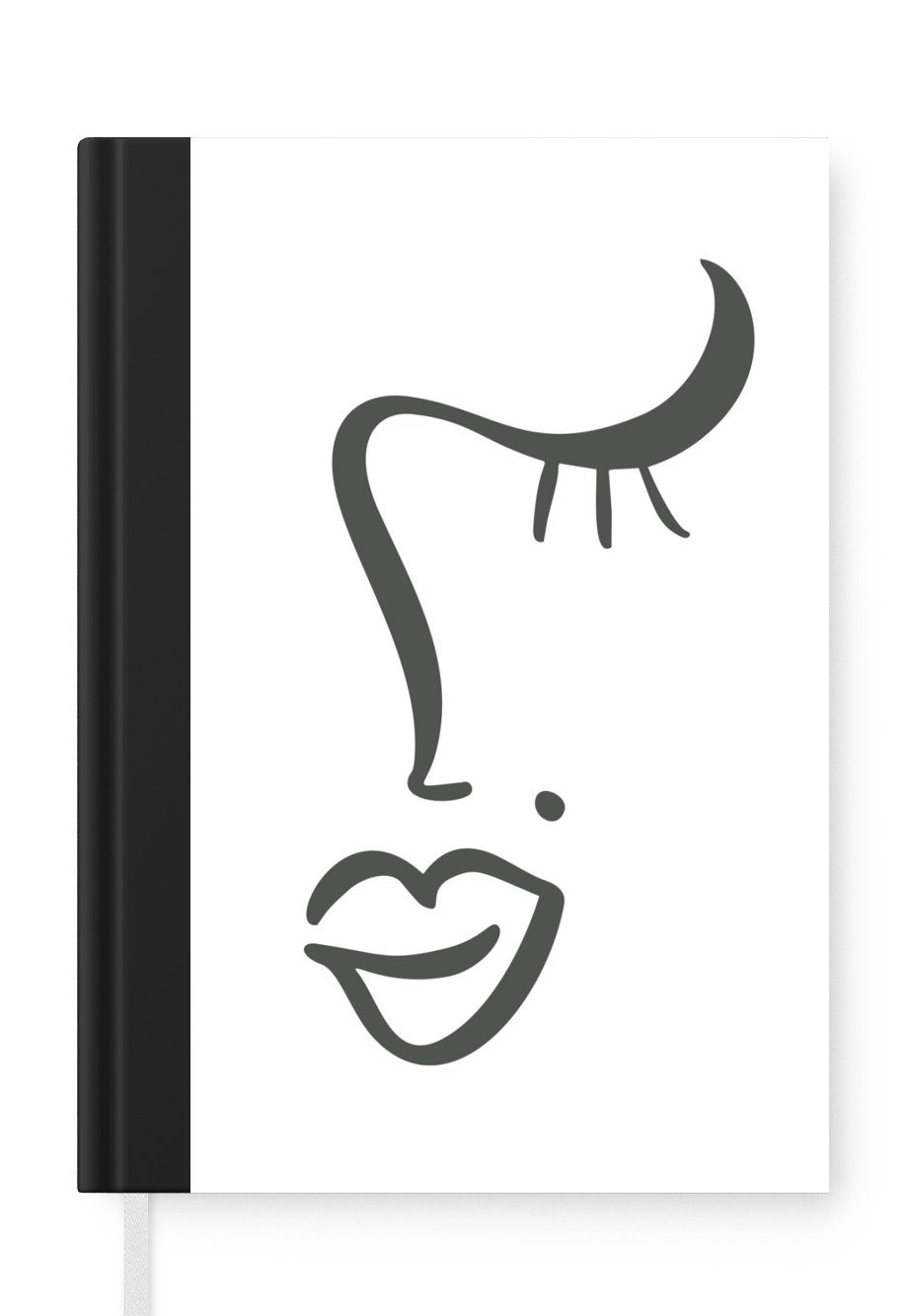 MuchoWow Notizbuch Frau - Gesicht - Minimalismus, Journal, Merkzettel, Tagebuch, Notizheft, A5, 98 Seiten, Haushaltsbuch