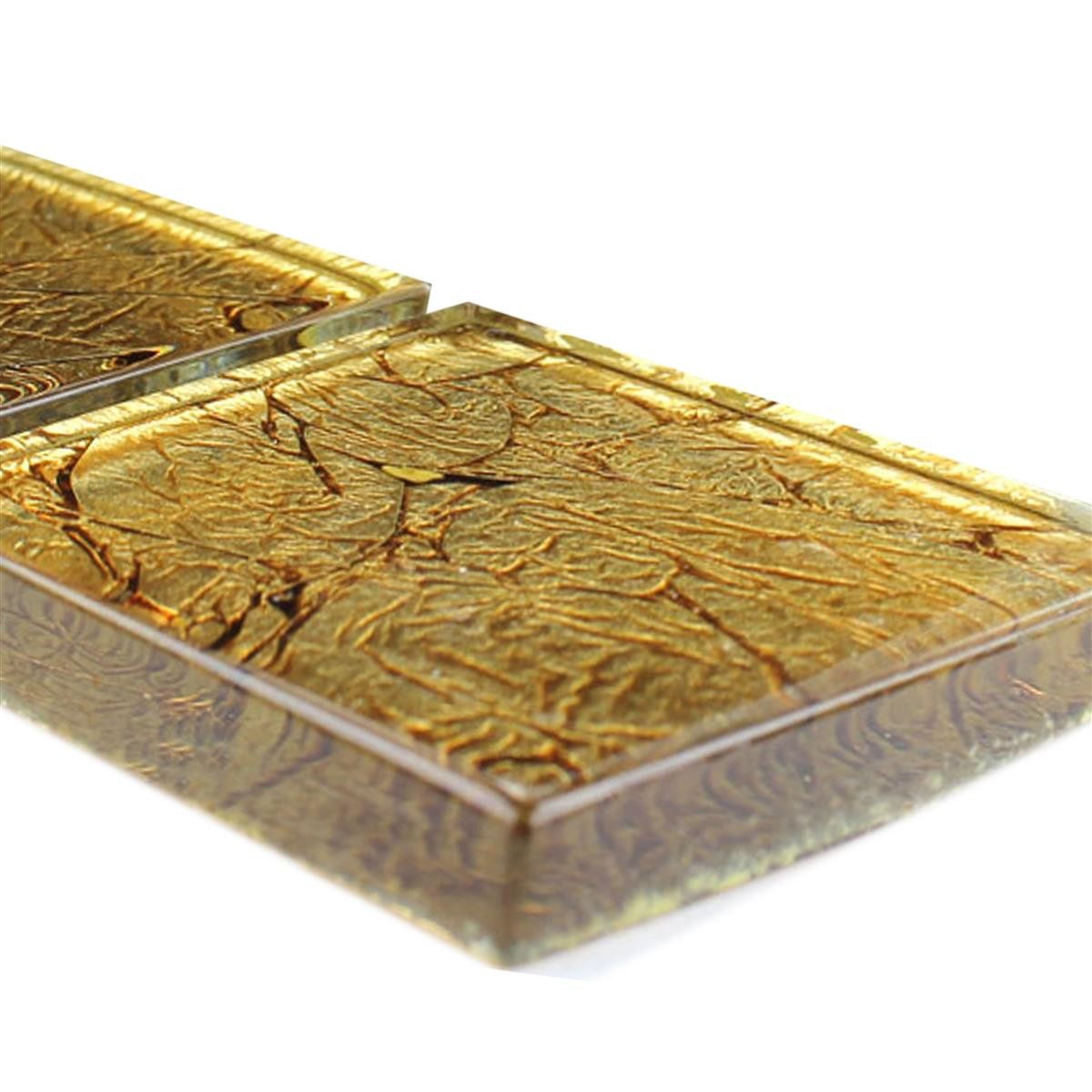 Mosafil Mosaikfliesen Glasmosaik Fliesen Bordüre Artist Gold Q48, Glas 30.000x4.800, gold, Verlegefertig auf ein Netz geklebt - Wasserfest